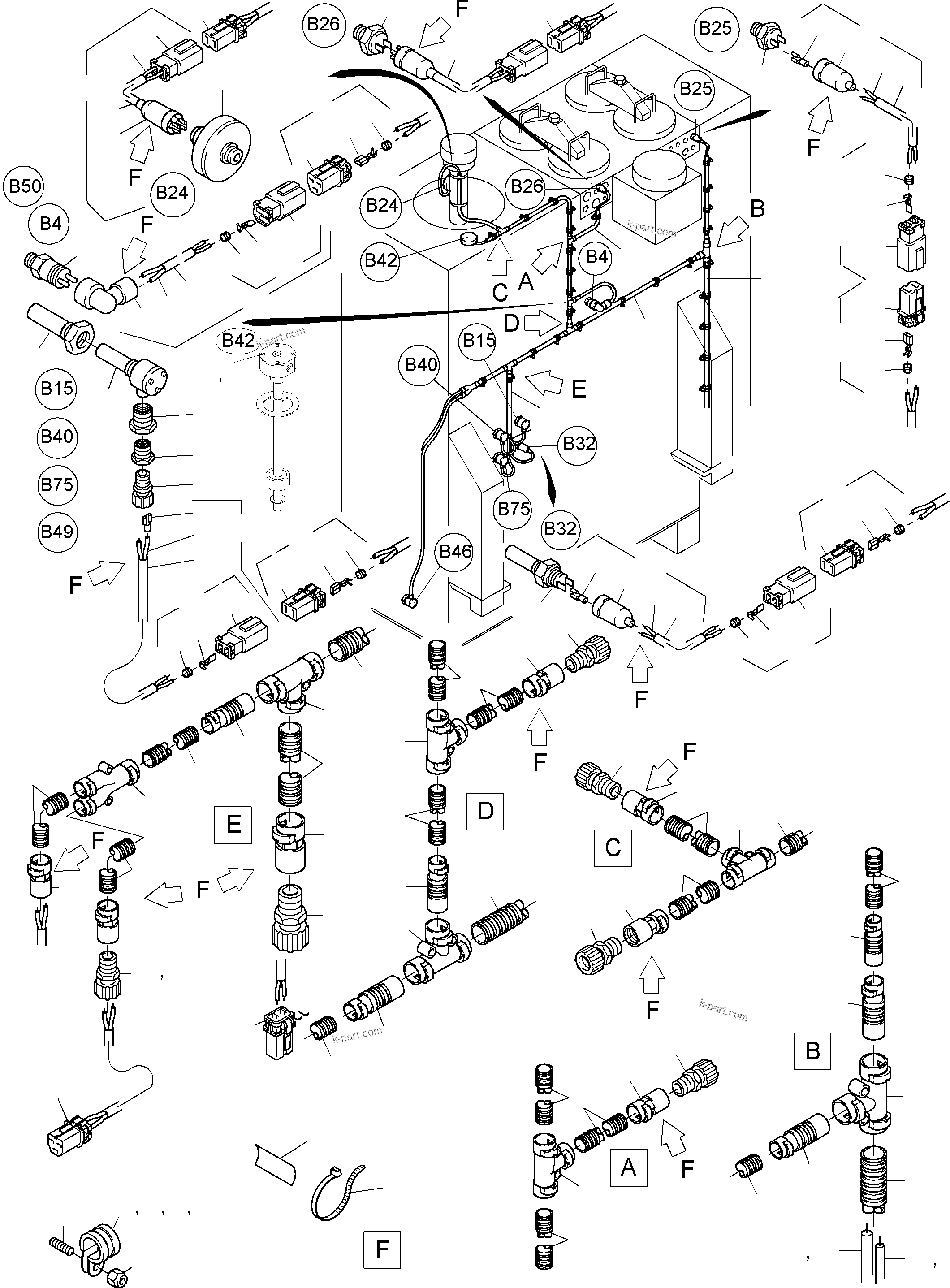 Komatsu parts book diagram for PC3000-1 S/N 06190: CABLES - OIL TANK ANDSWITCH
