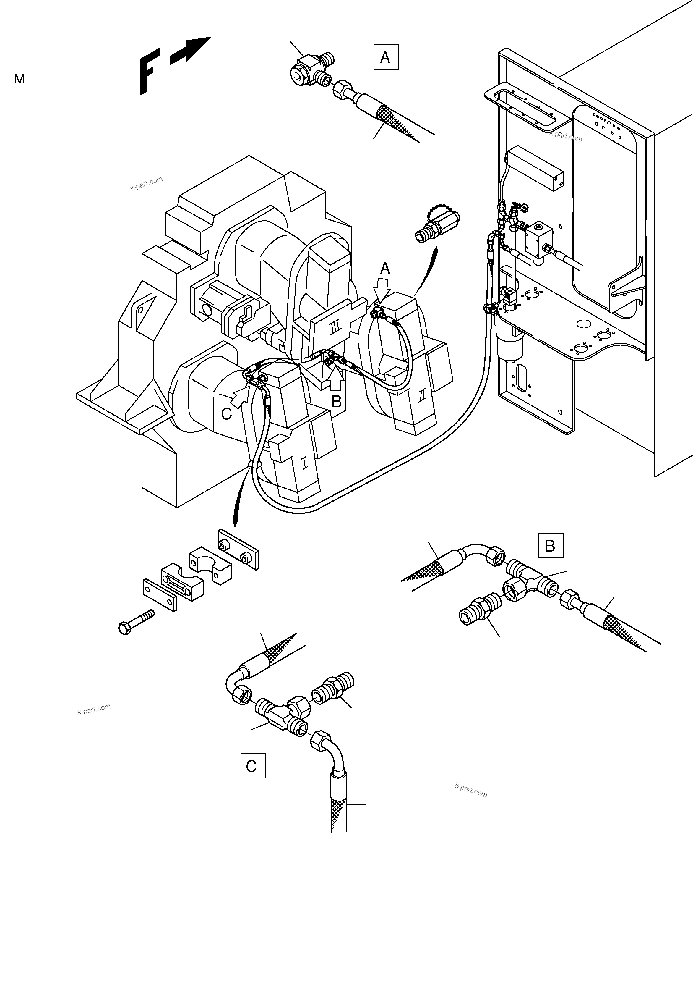 Komatsu parts book diagram for PC3000-1 S/N 06191: MAIN PUMP CONTROL