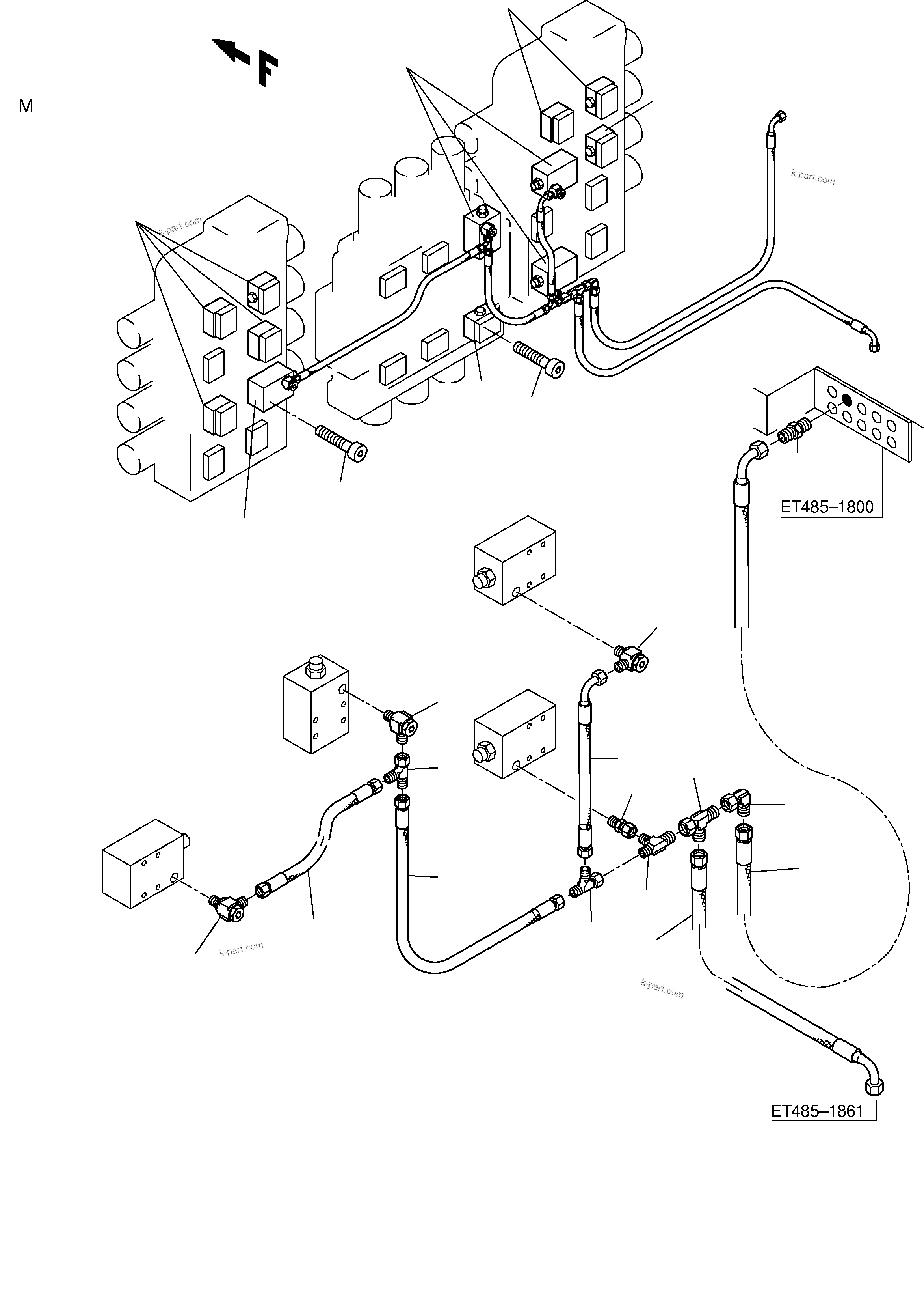 Komatsu parts book diagram for PC3000-1 S/N 06191: VALVES ON CONTROL BLOCKS (BE)