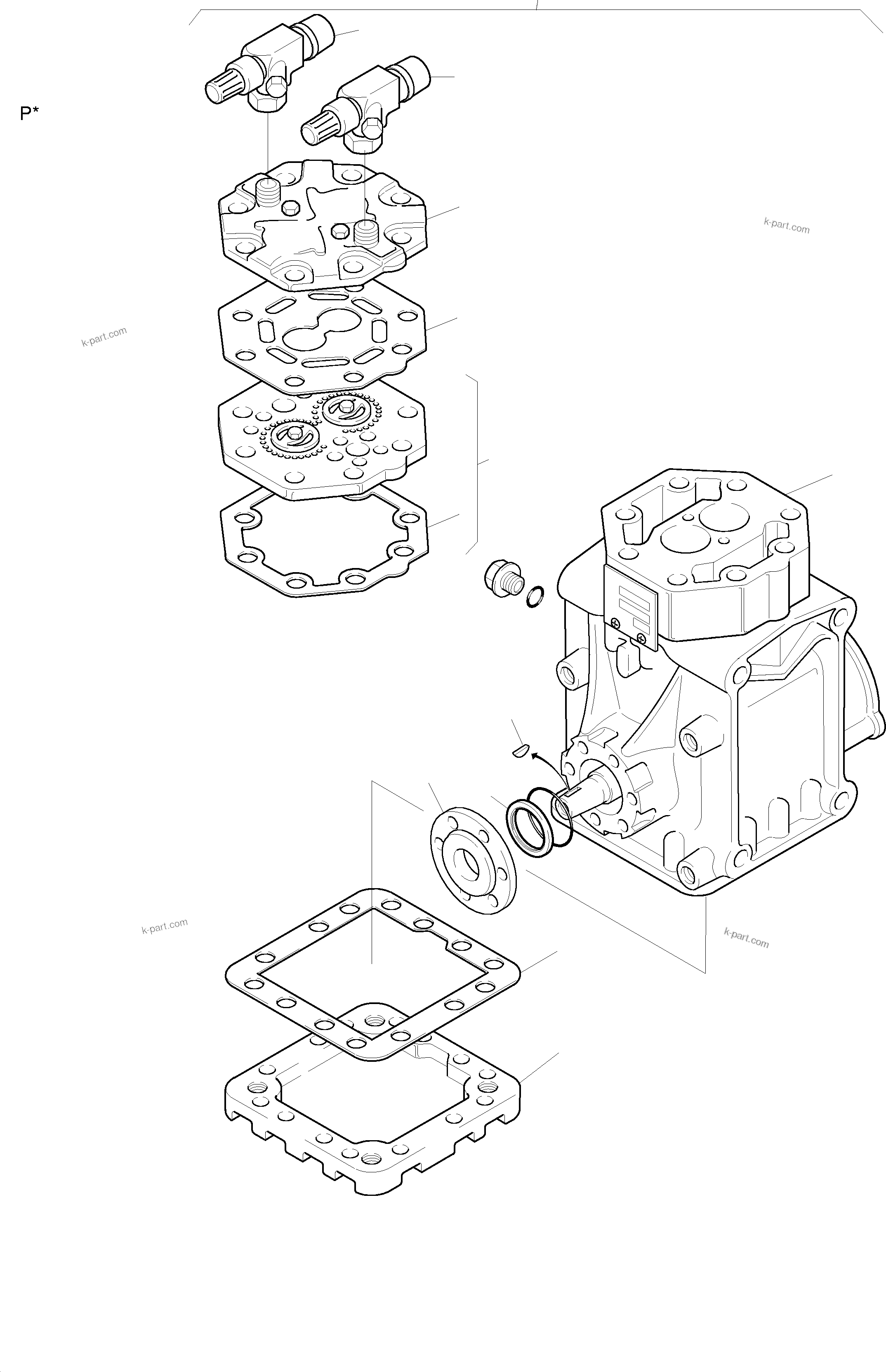 Komatsu parts book diagram for PC3000-1 S/N 06191: COMPRESSOR