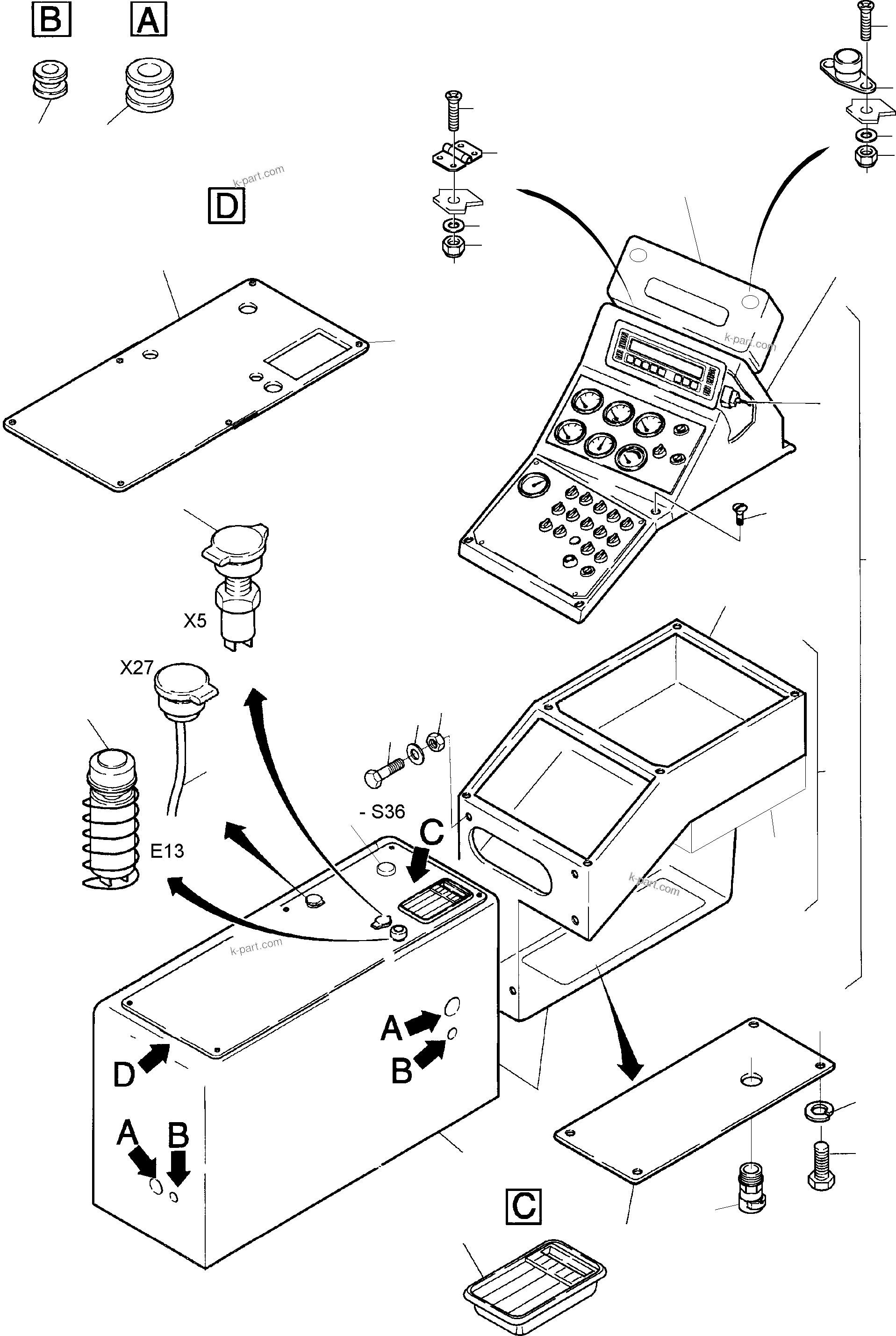 Komatsu parts book diagram for PC3000-1 S/N 06191: OPERATION PANEL - ETM