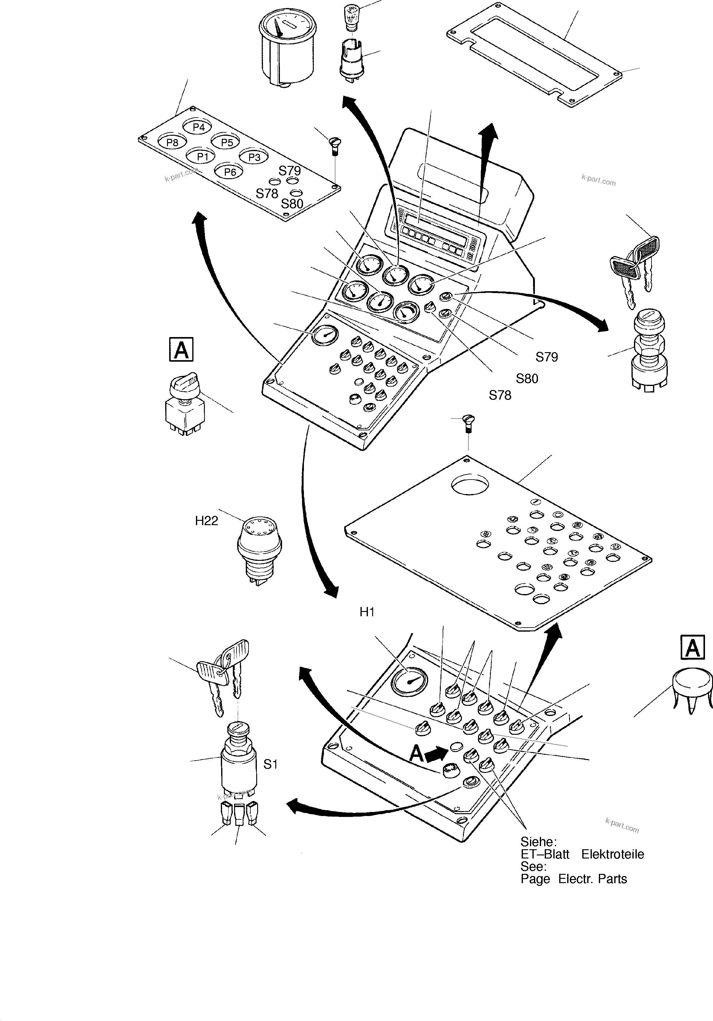Komatsu parts book diagram for PC3000-1 S/N 06191: OPERATION PANEL - ETM