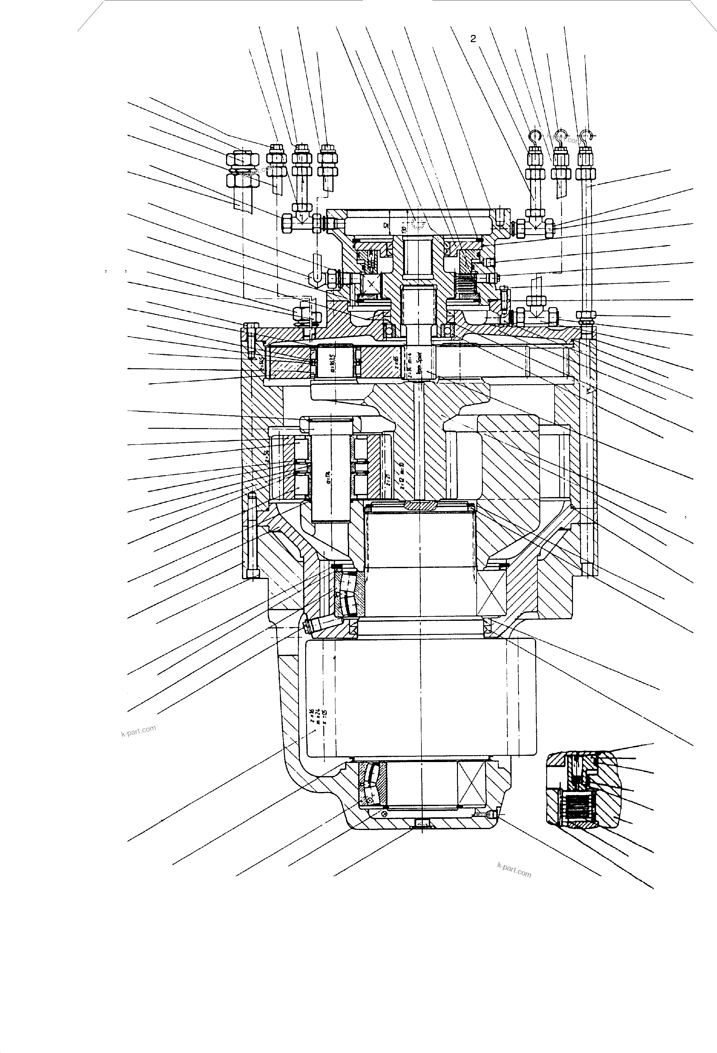 Komatsu parts book diagram for PC3000-1 S/N 06191: SLEW GEARBOX