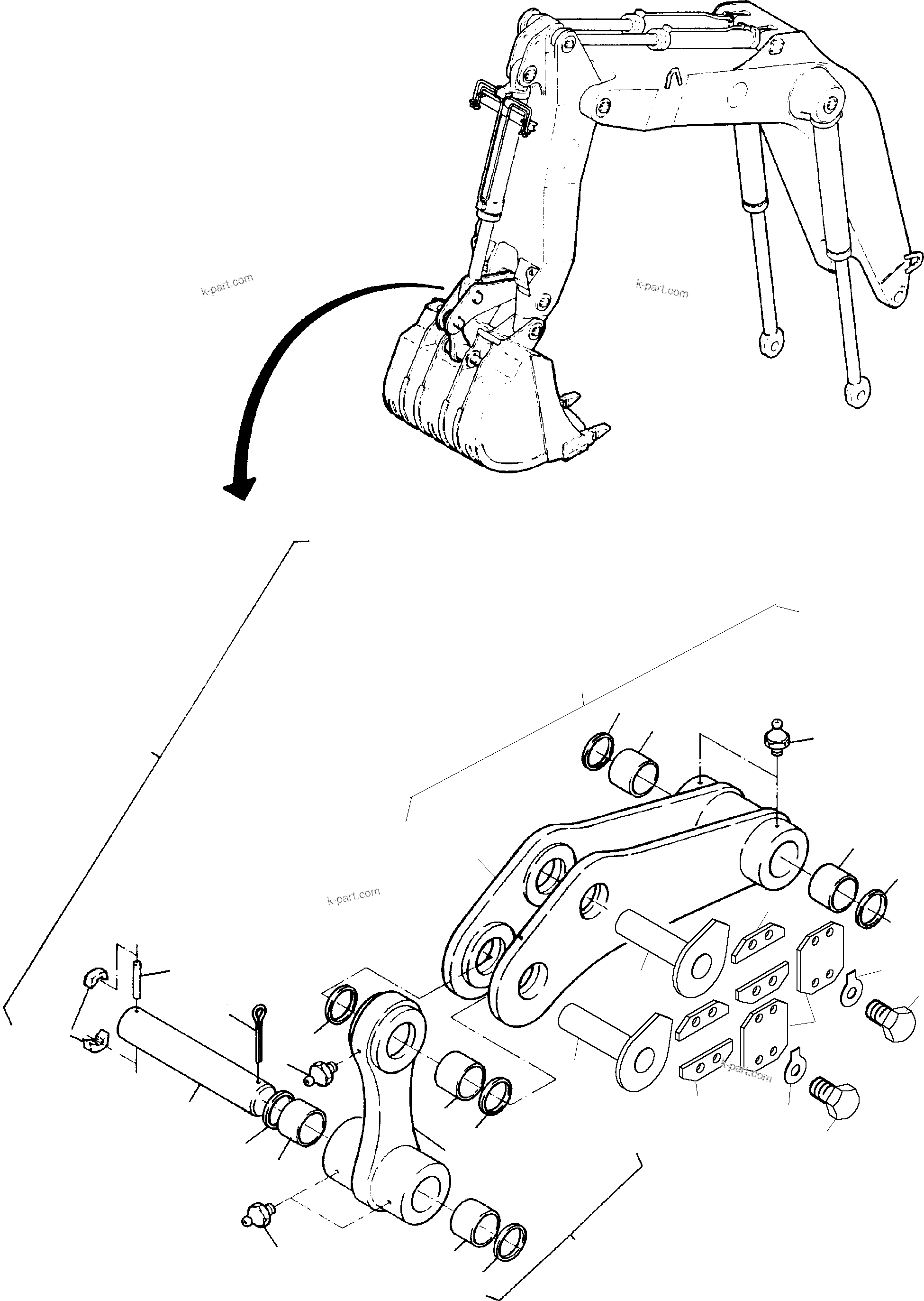 Komatsu parts book diagram for PC3000-1 S/N 06191: STEERING AND ROD
