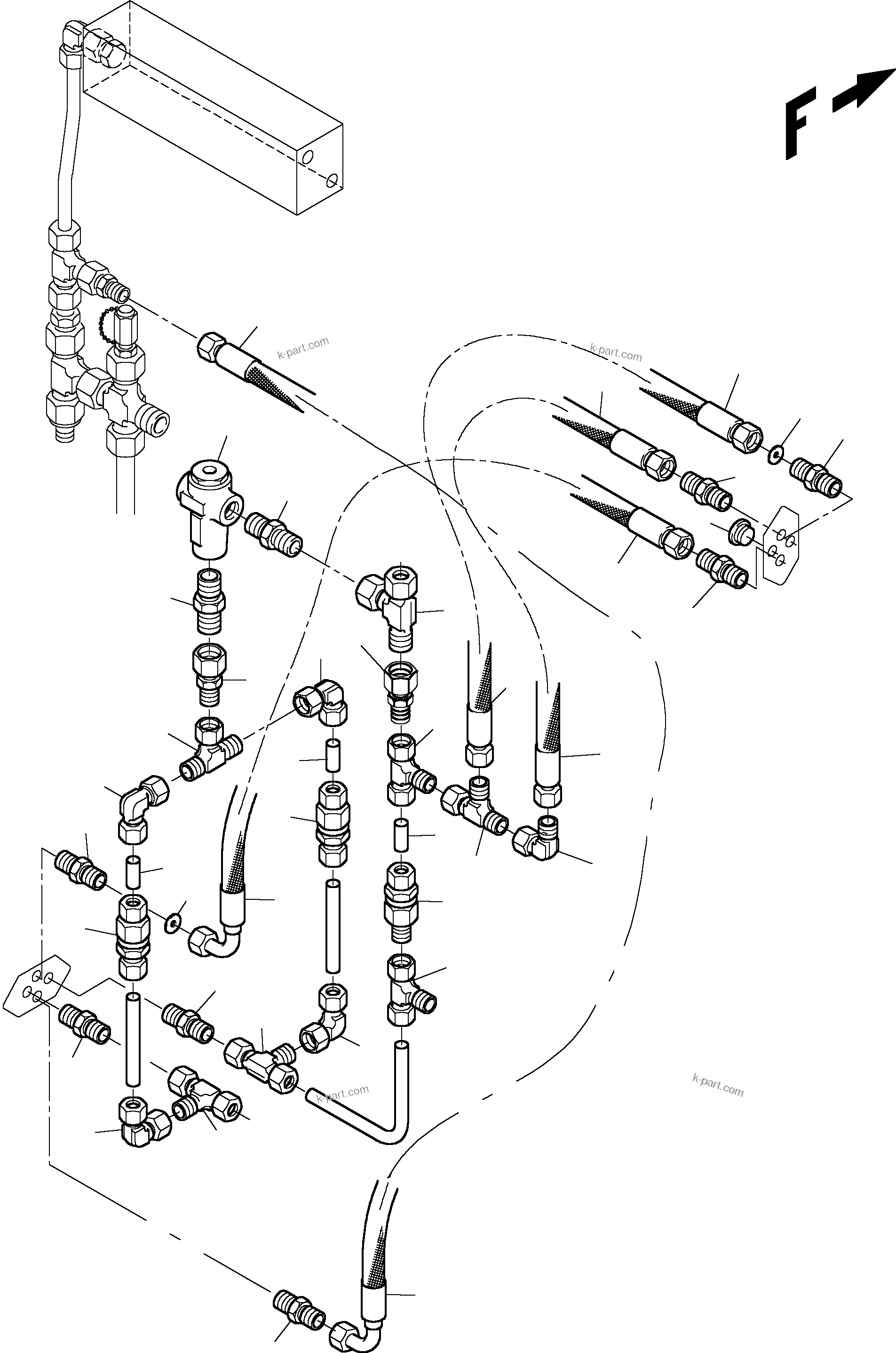 Komatsu parts book diagram for PC3000-1 S/N 06191: CONTROL- AND FILTER PLATE PIPES