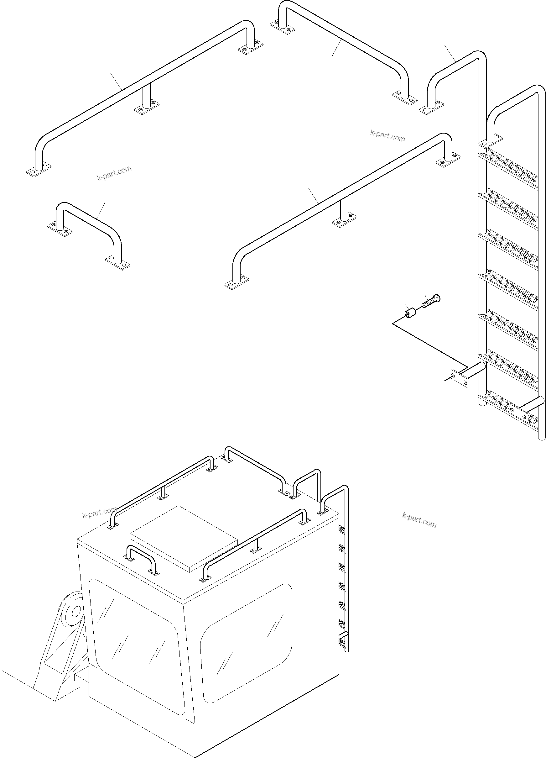 Komatsu parts book diagram for PC3000-1 S/N 06191: ADD. PARTS OPRATORґS CAB WITH OUT PROTECTION ROOF