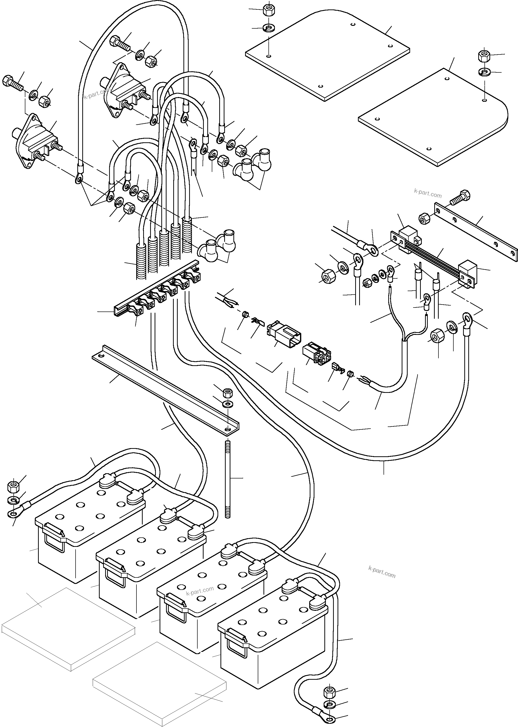 Komatsu parts book diagram for PC3000-1 S/N 06191: BATTERIES WITH CABLES