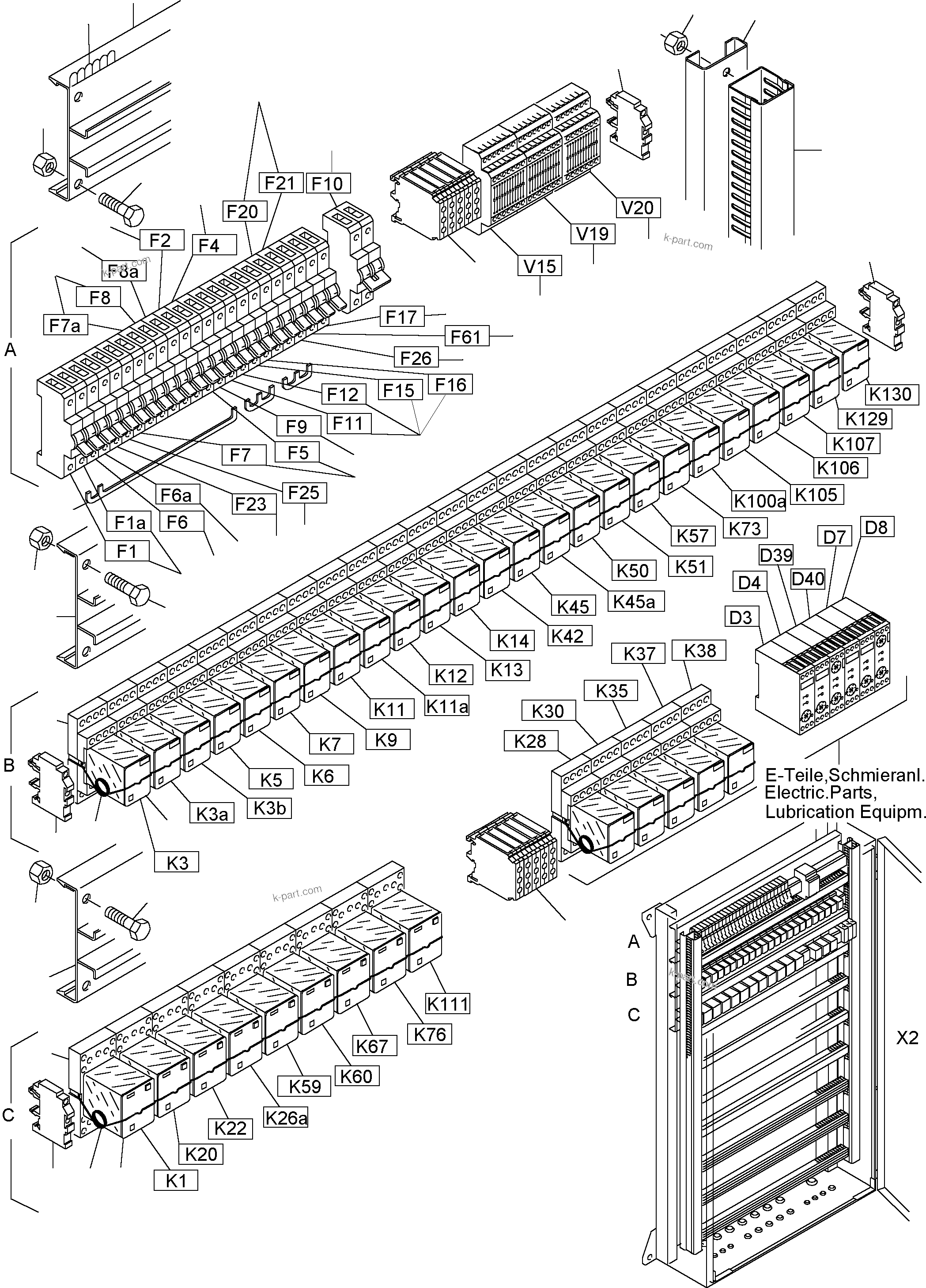 Komatsu parts book diagram for PC3000-1 S/N 06191: MAIN SWITCH BOX IN CAB SUPPORT