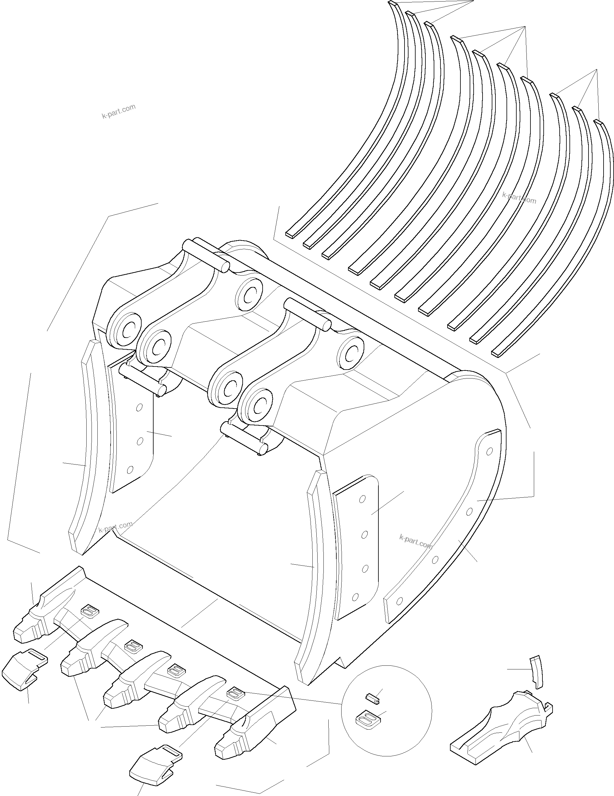 Komatsu parts book diagram for PC3000-1 S/N 06191: BACKHOE 15 CBM