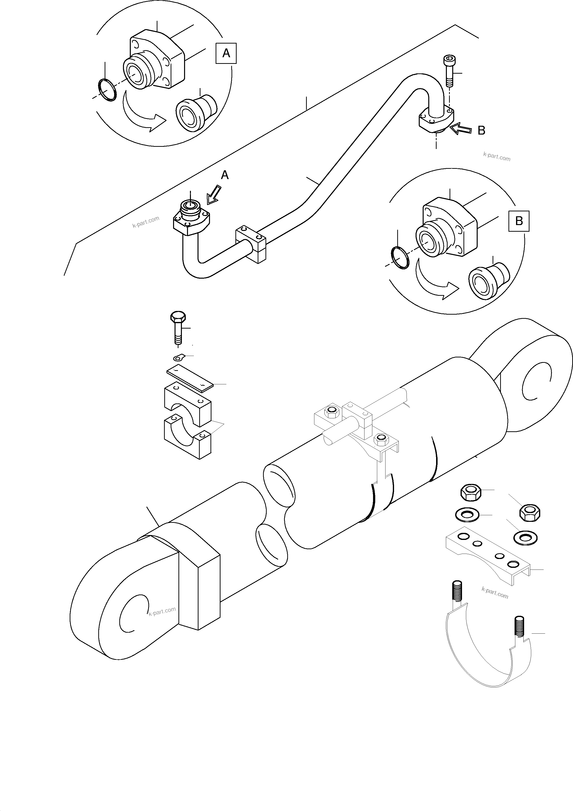 Komatsu parts book diagram for PC3000-1 S/N 06191: PIPING - BOOM CYLINDER