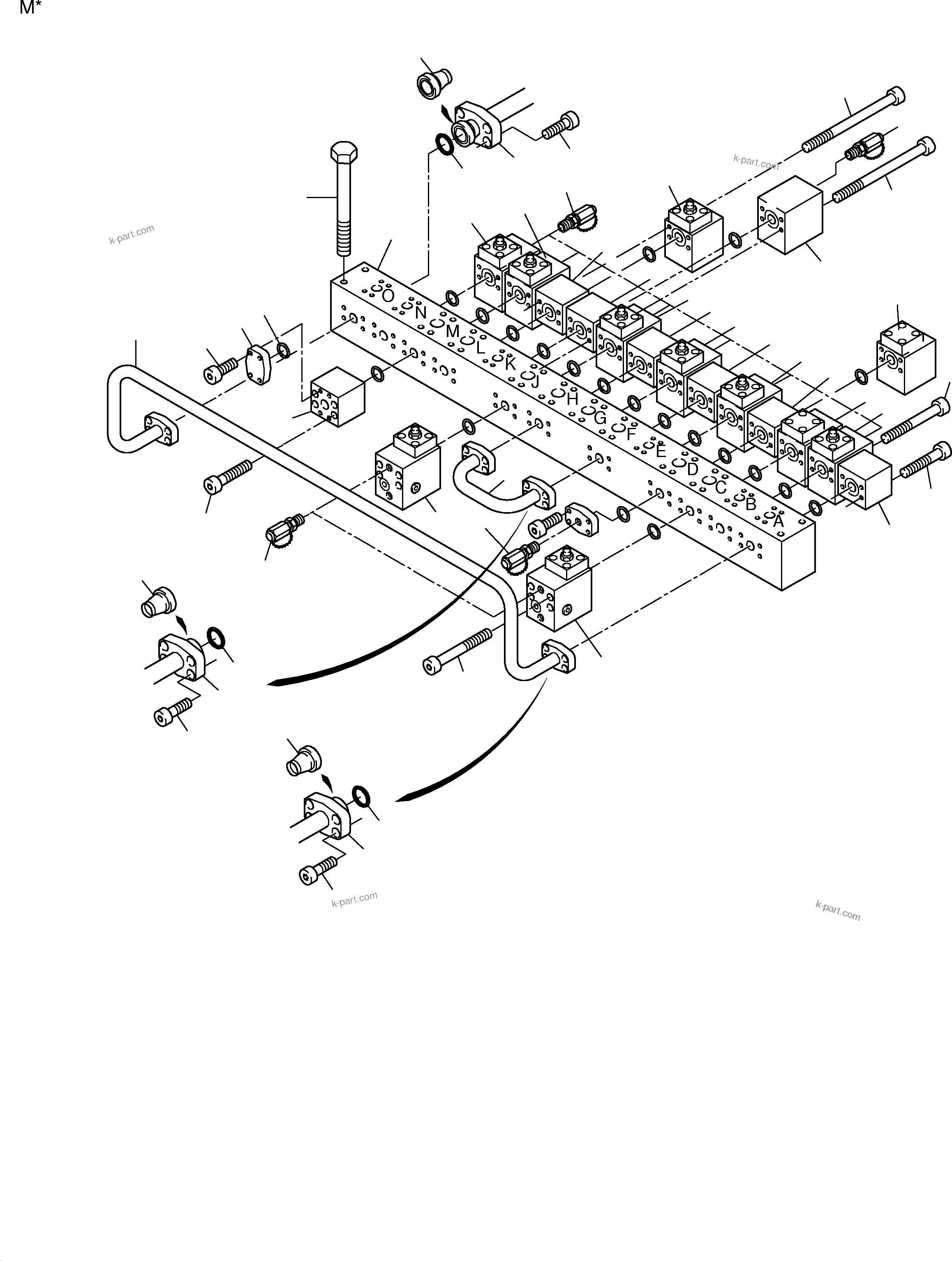 Komatsu parts book diagram for PC3000-1 S/N 06194: MANIFOLD
