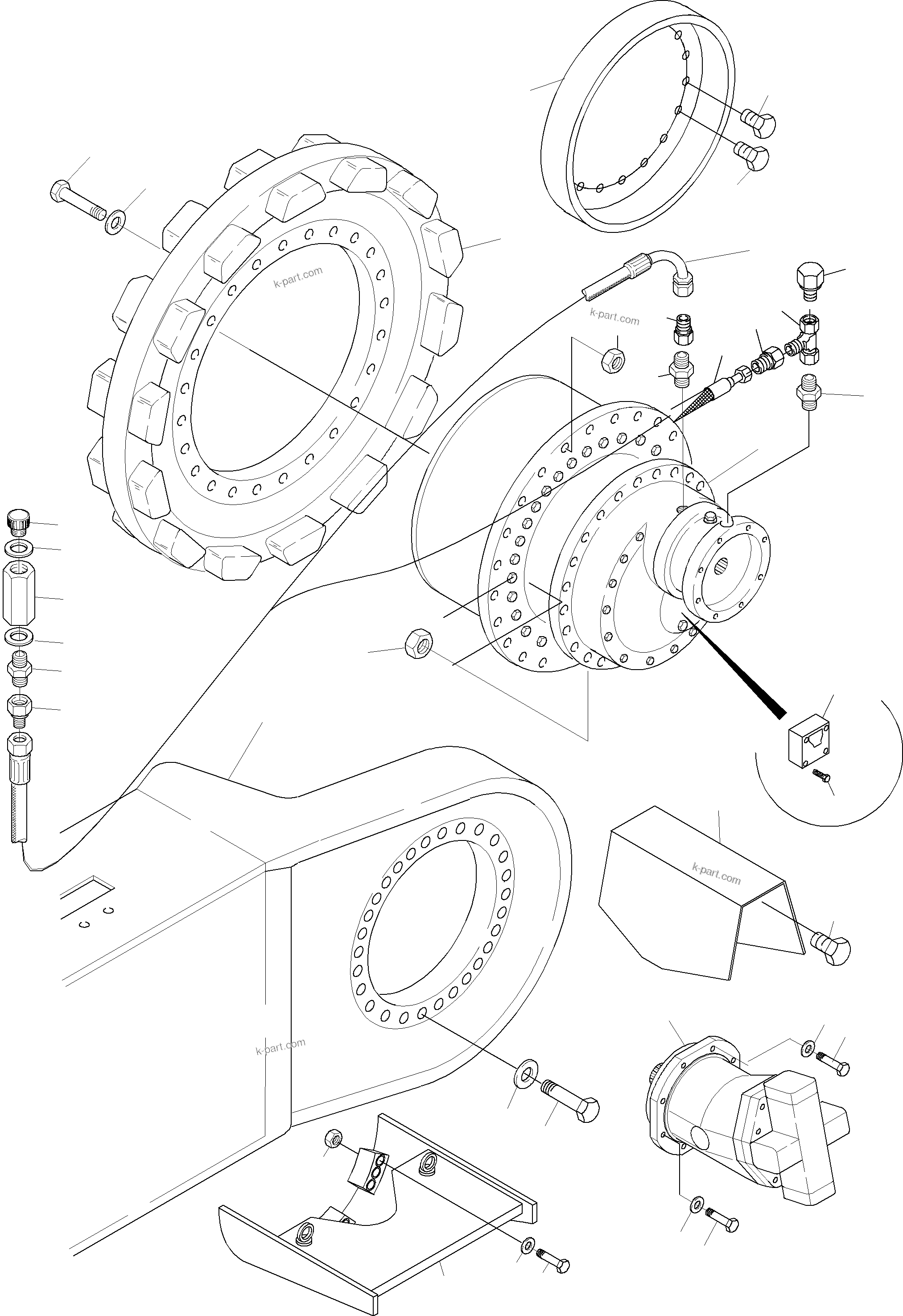 Komatsu parts book diagram for PC3000-1 S/N 06194: TRACK GROUP - DRIVE SPROCKET SIDE