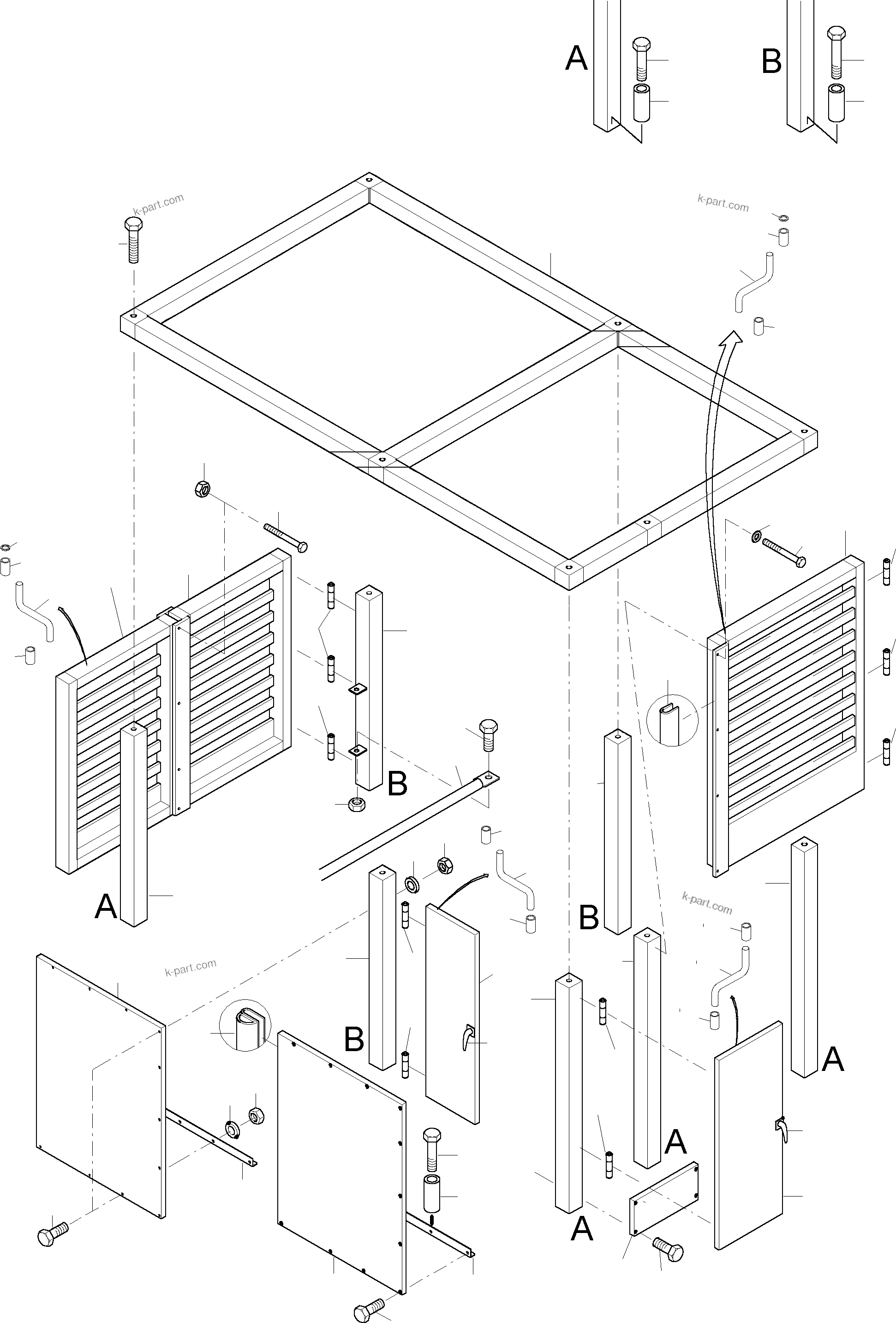Komatsu parts book diagram for PC3000-1 S/N 06194: COVERING - ENGINE HOUSING