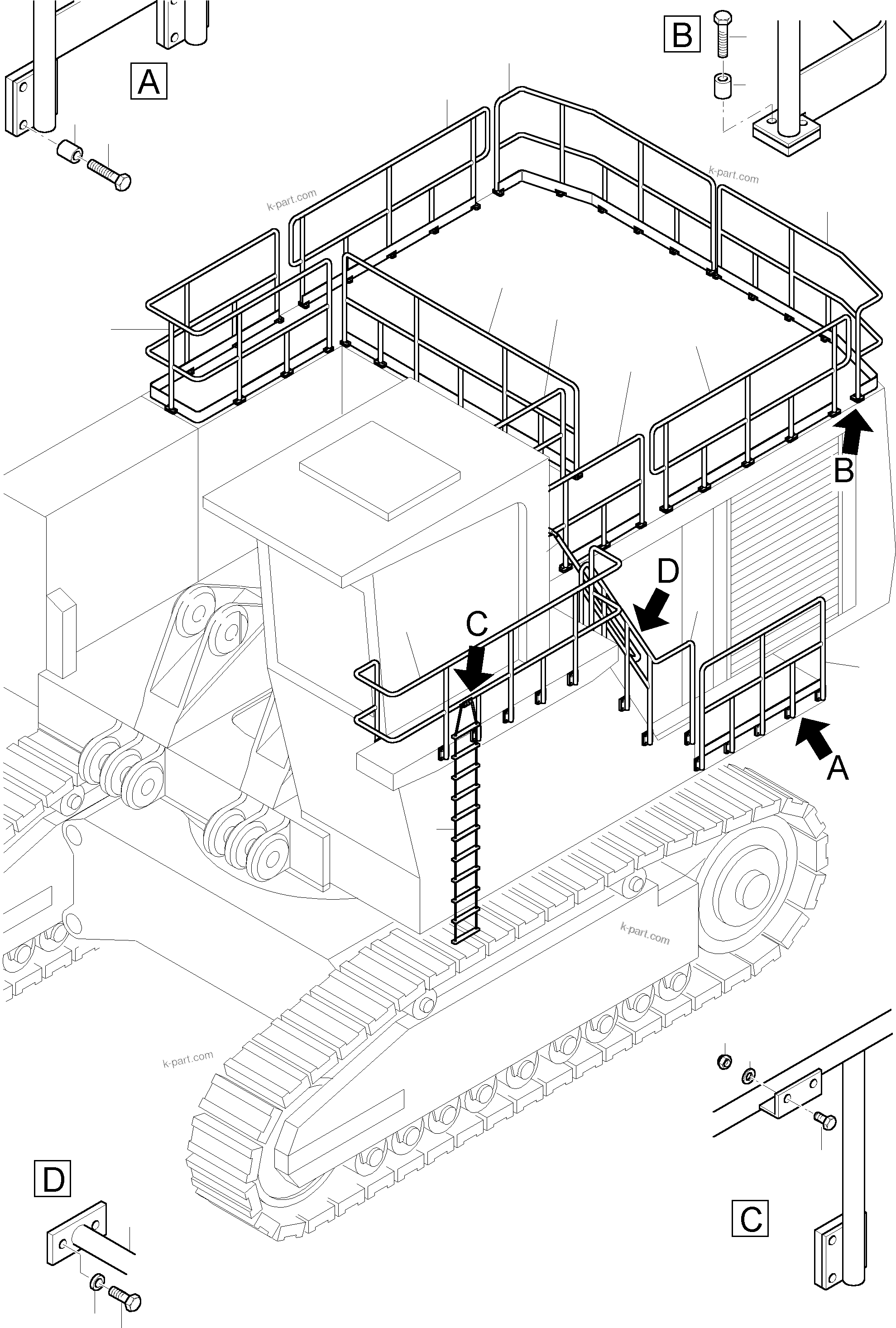 Komatsu parts book diagram for PC3000-1 S/N 06194: RAILS