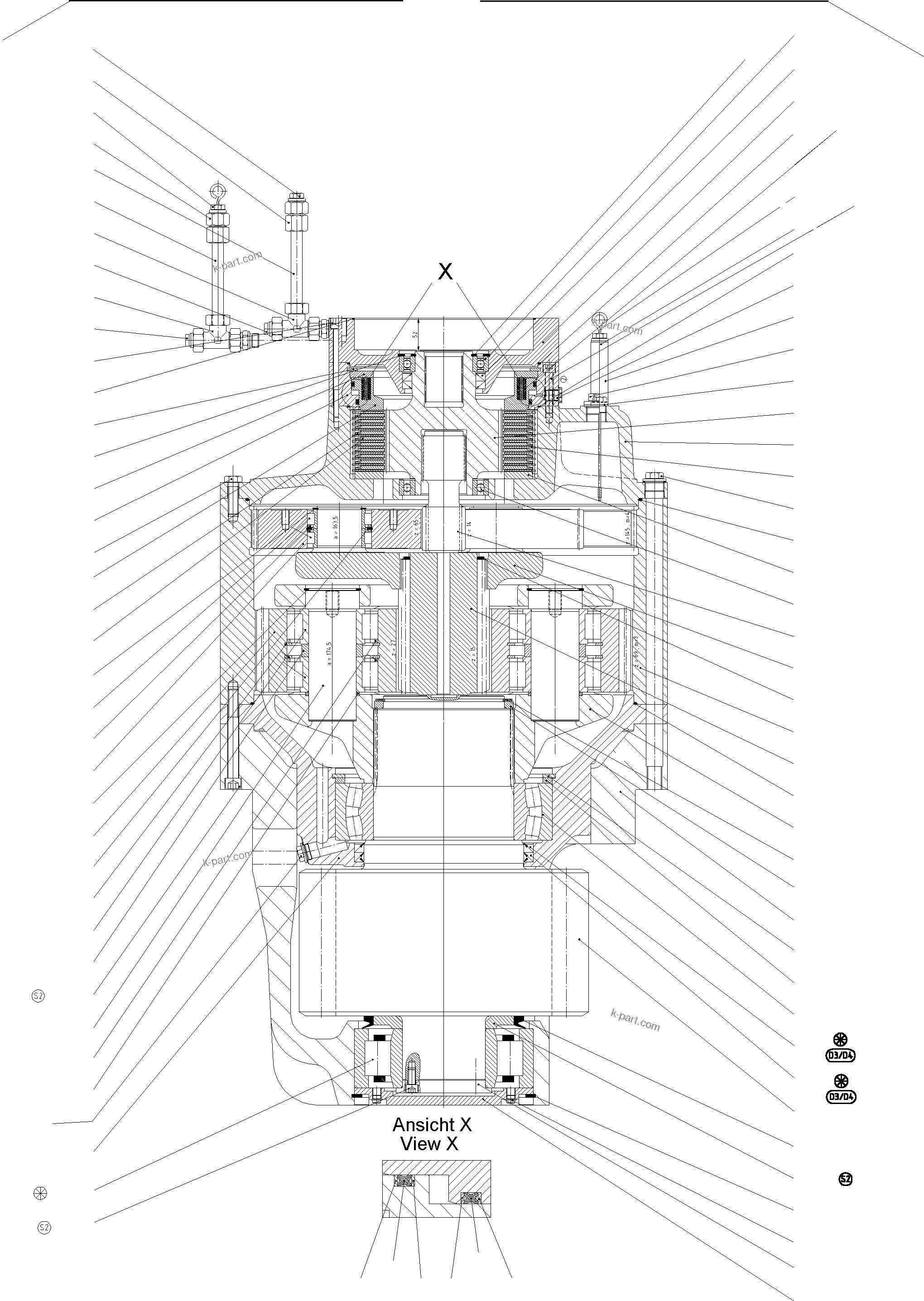 Komatsu parts book diagram for PC3000-1 S/N 06194: SLEW GEARBOX WITH BRAKE