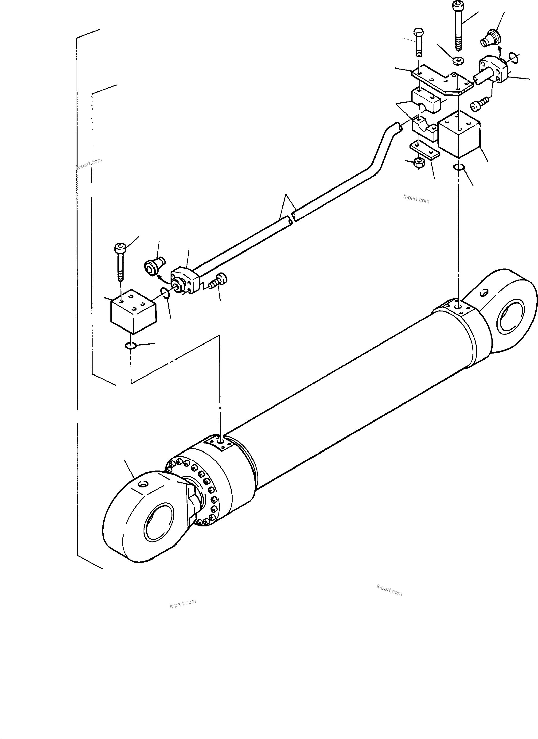 Komatsu parts book diagram for PC3000-1 S/N 06194: STICK CYLINDER WITH PIPES