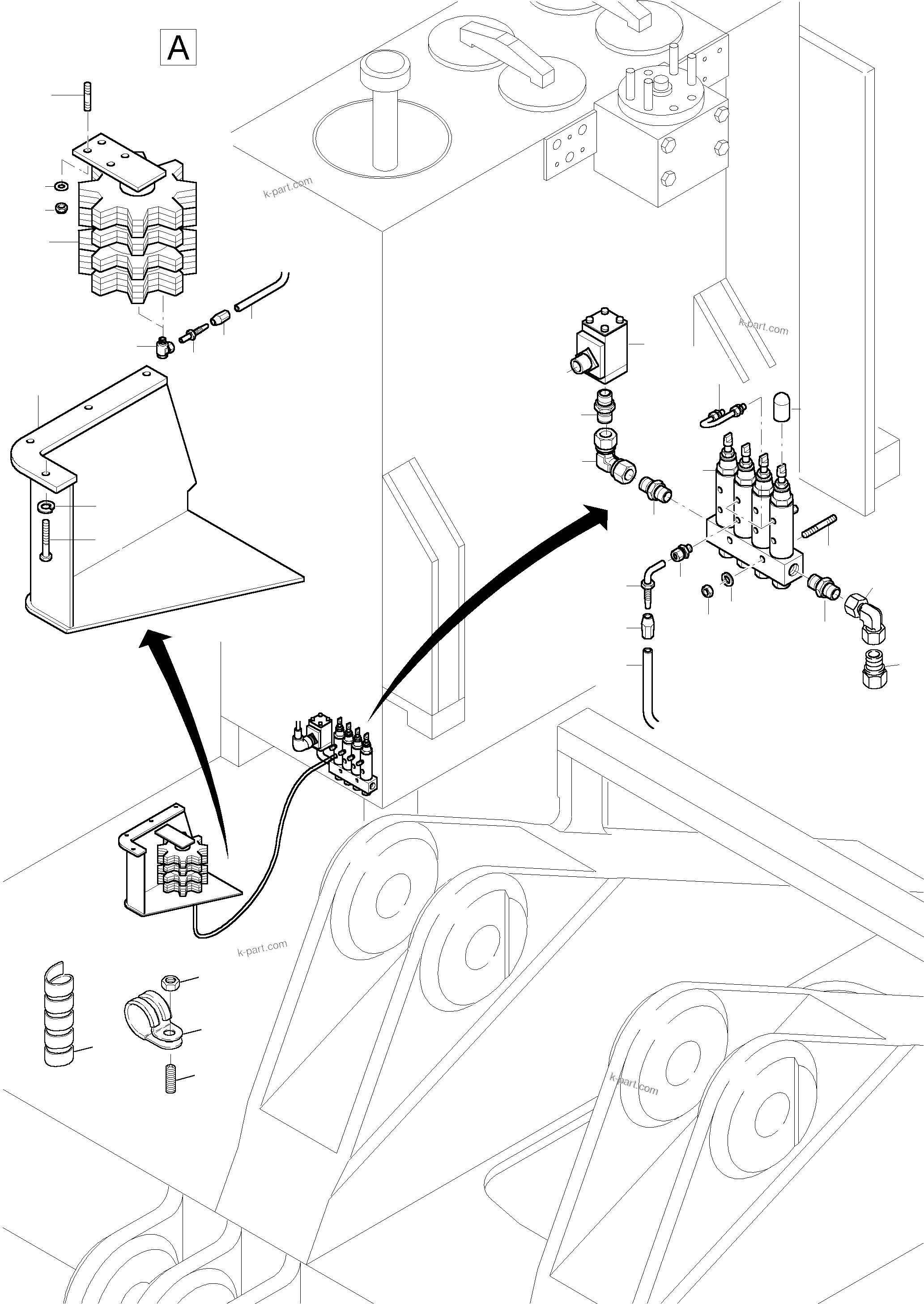 Komatsu parts book diagram for PC3000-1 S/N 06194: GEAR GREASING BY PINION