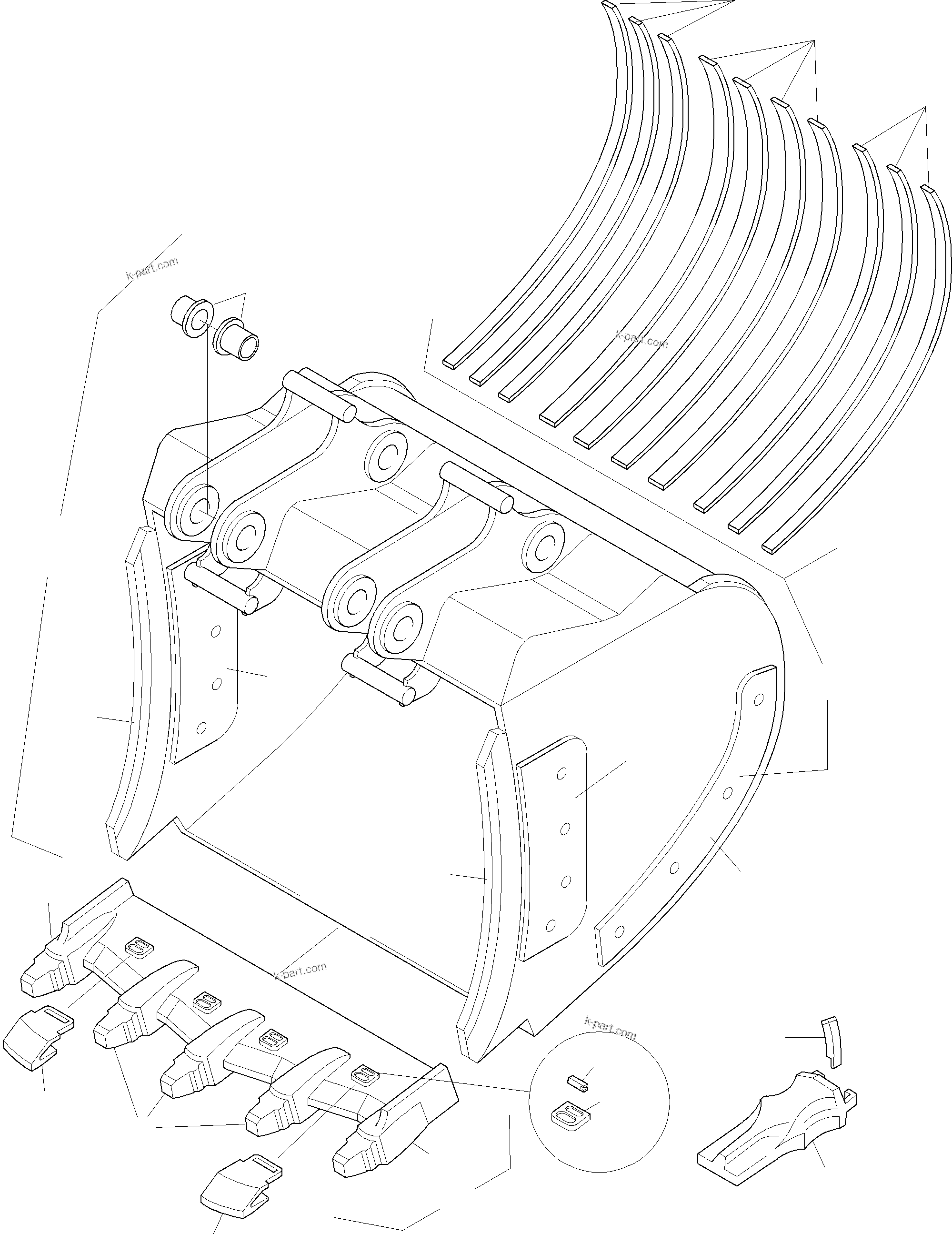 Komatsu parts book diagram for PC3000-1 S/N 06194: BACKHOE 15 CBM