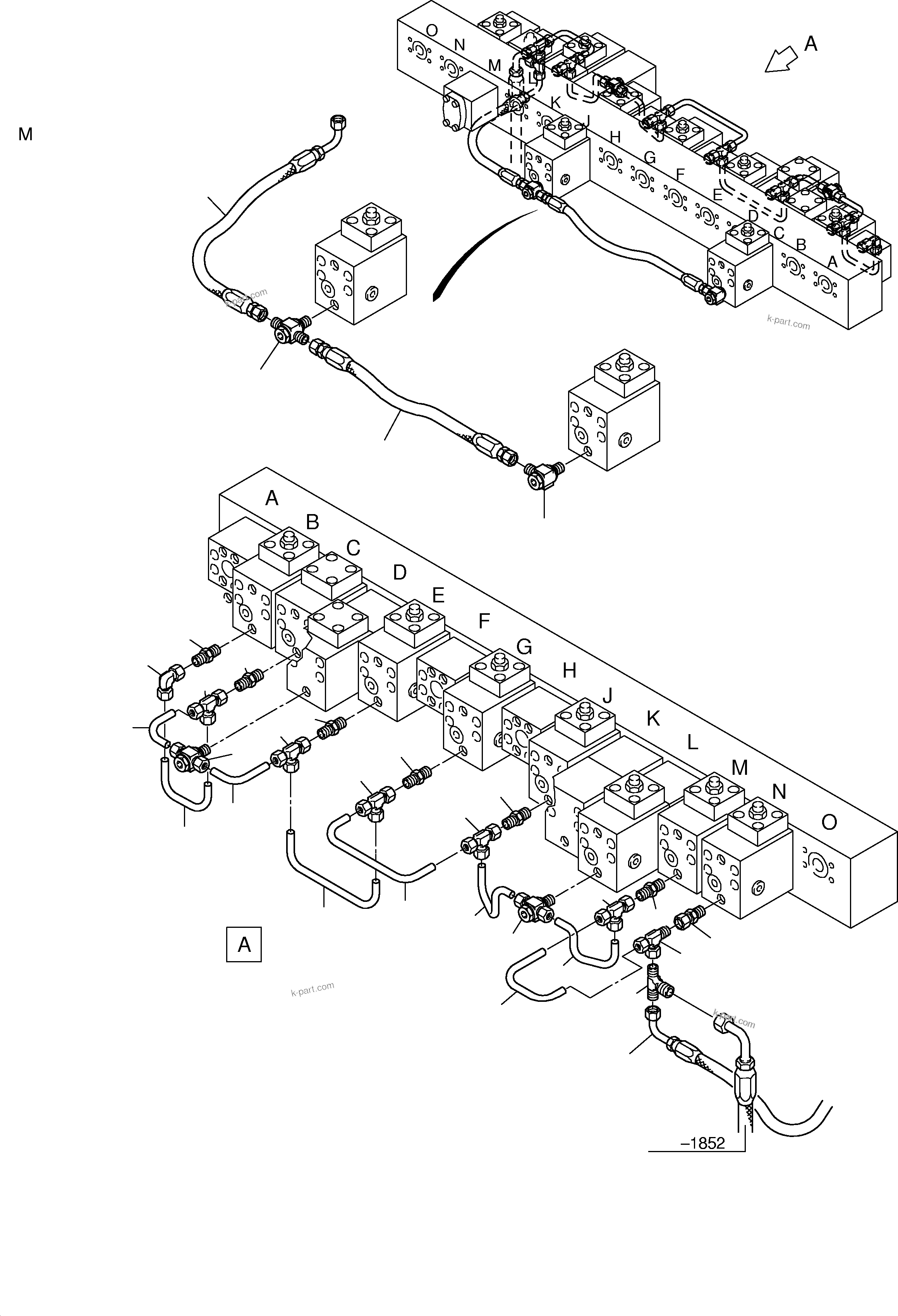 Komatsu parts book diagram for PC3000-1 S/N 06197: MANIFOLD