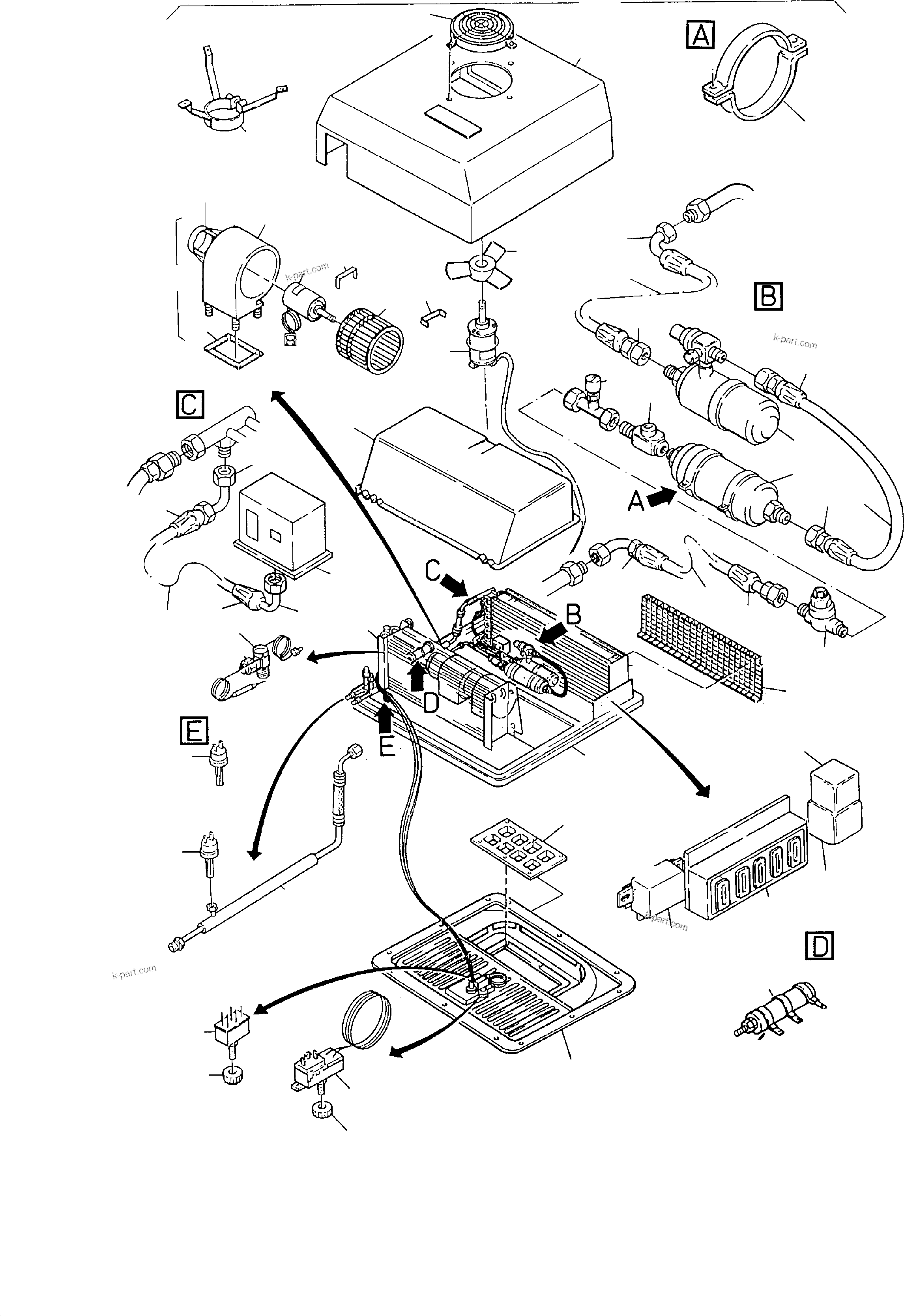 Komatsu parts book diagram for PC3000-1 S/N 06197: AIR CONDITIONING UNIT