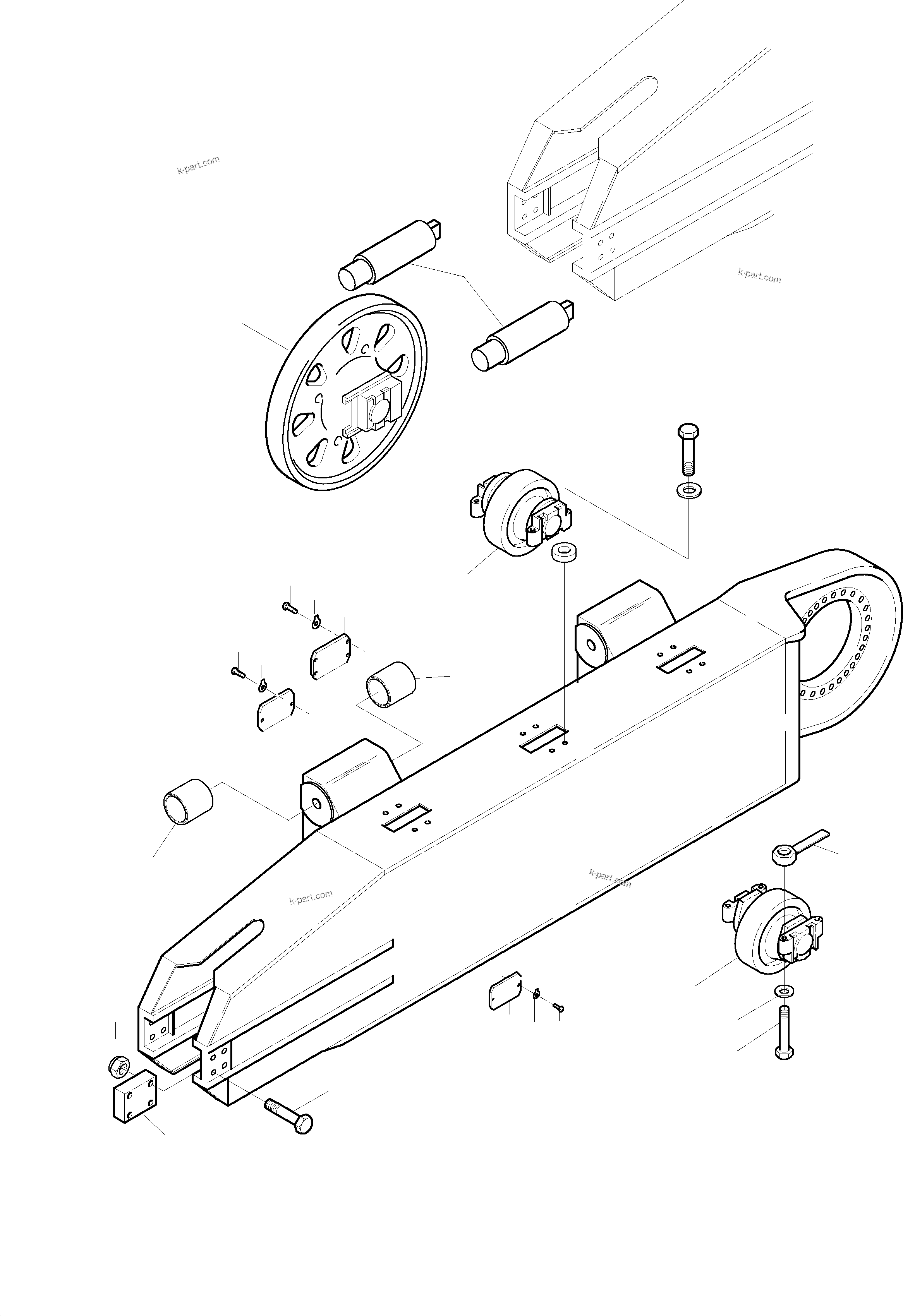 Komatsu parts book diagram for PC3000-1 S/N 06197: TRACK GROUP - IDLER PROTECTION