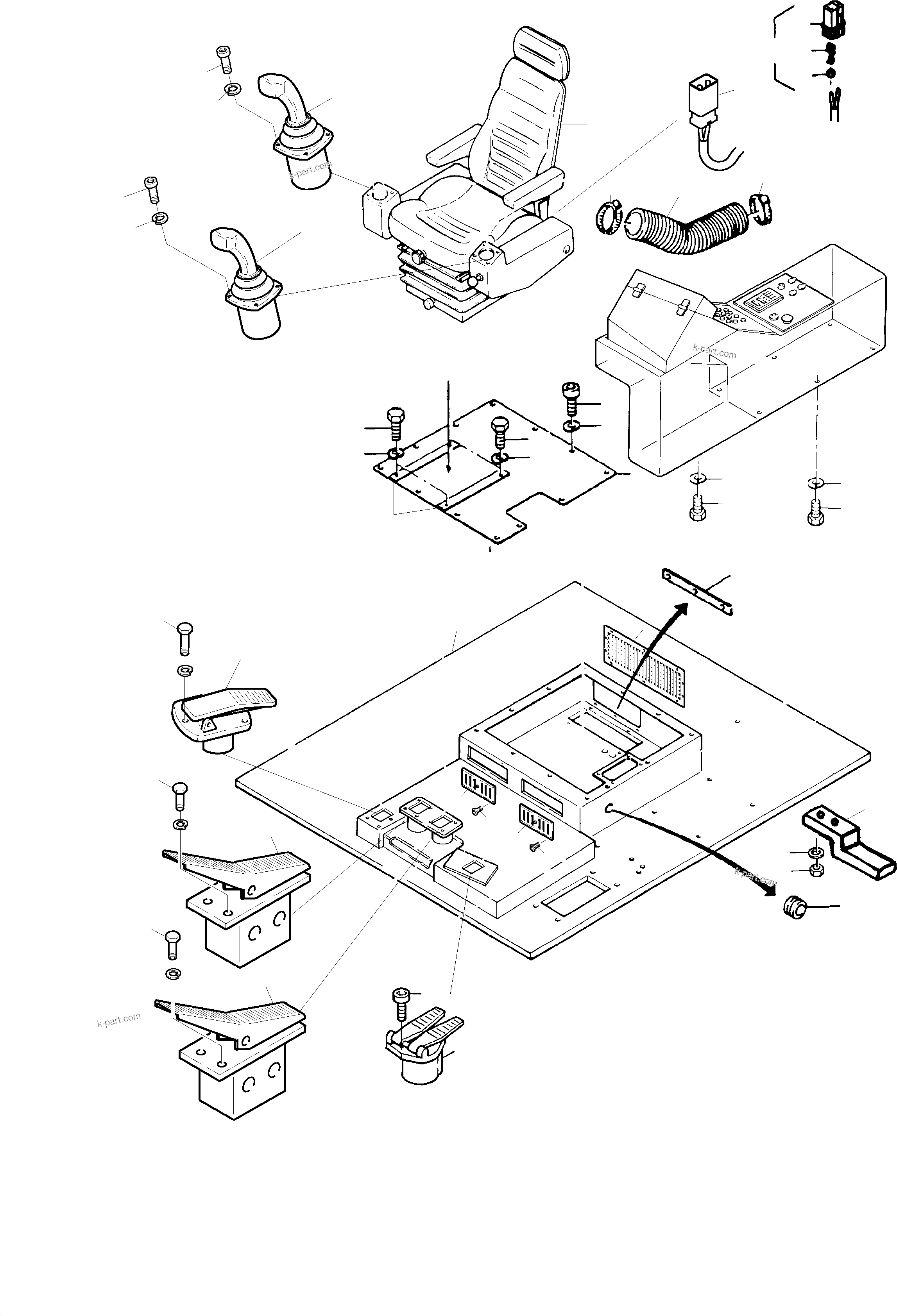 Komatsu parts book diagram for PC3000-1 S/N 06197: OPERATOR'S STAND