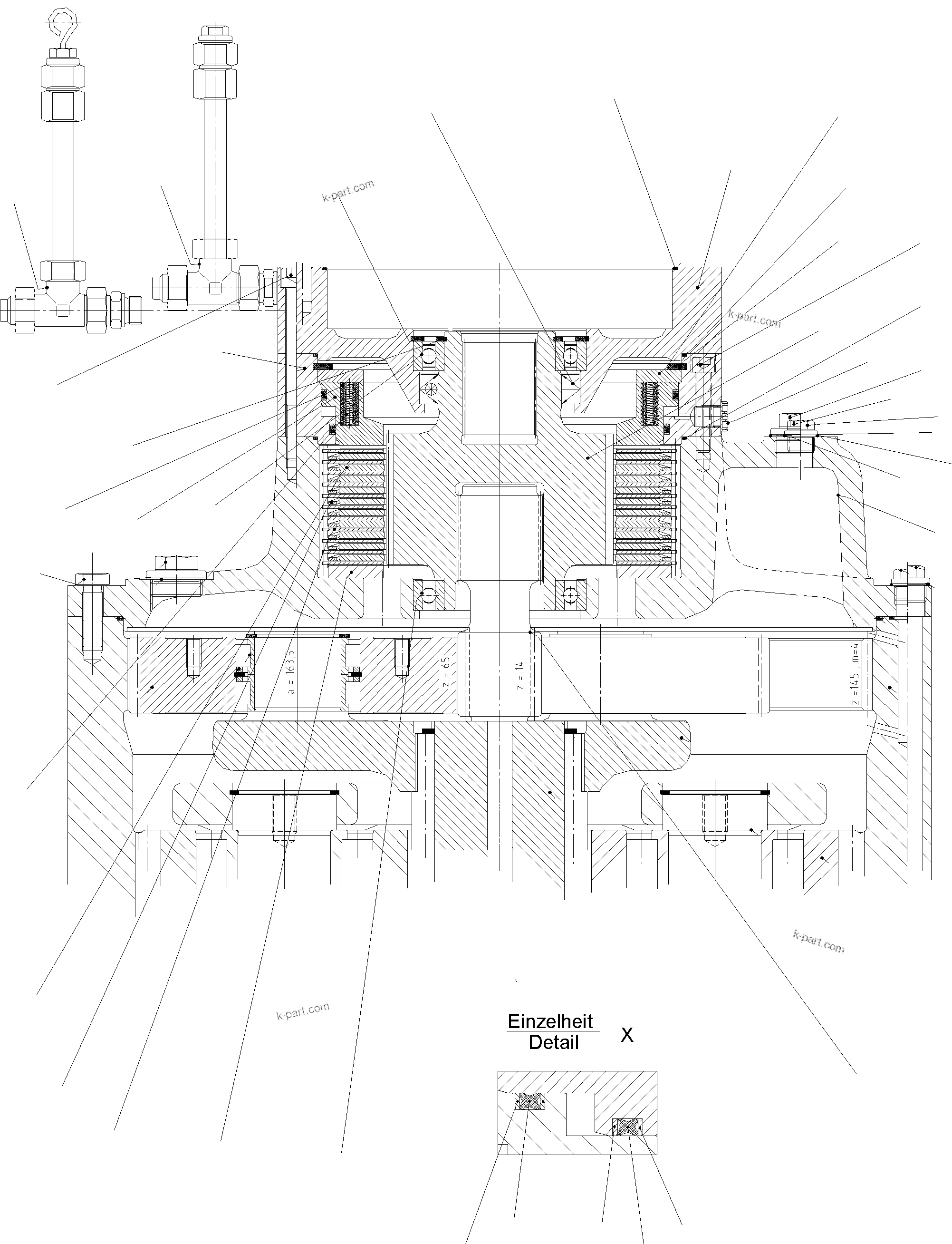 Komatsu parts book diagram for PC3000-1 S/N 06197: SLEW GEARBOX WITH BRAKE