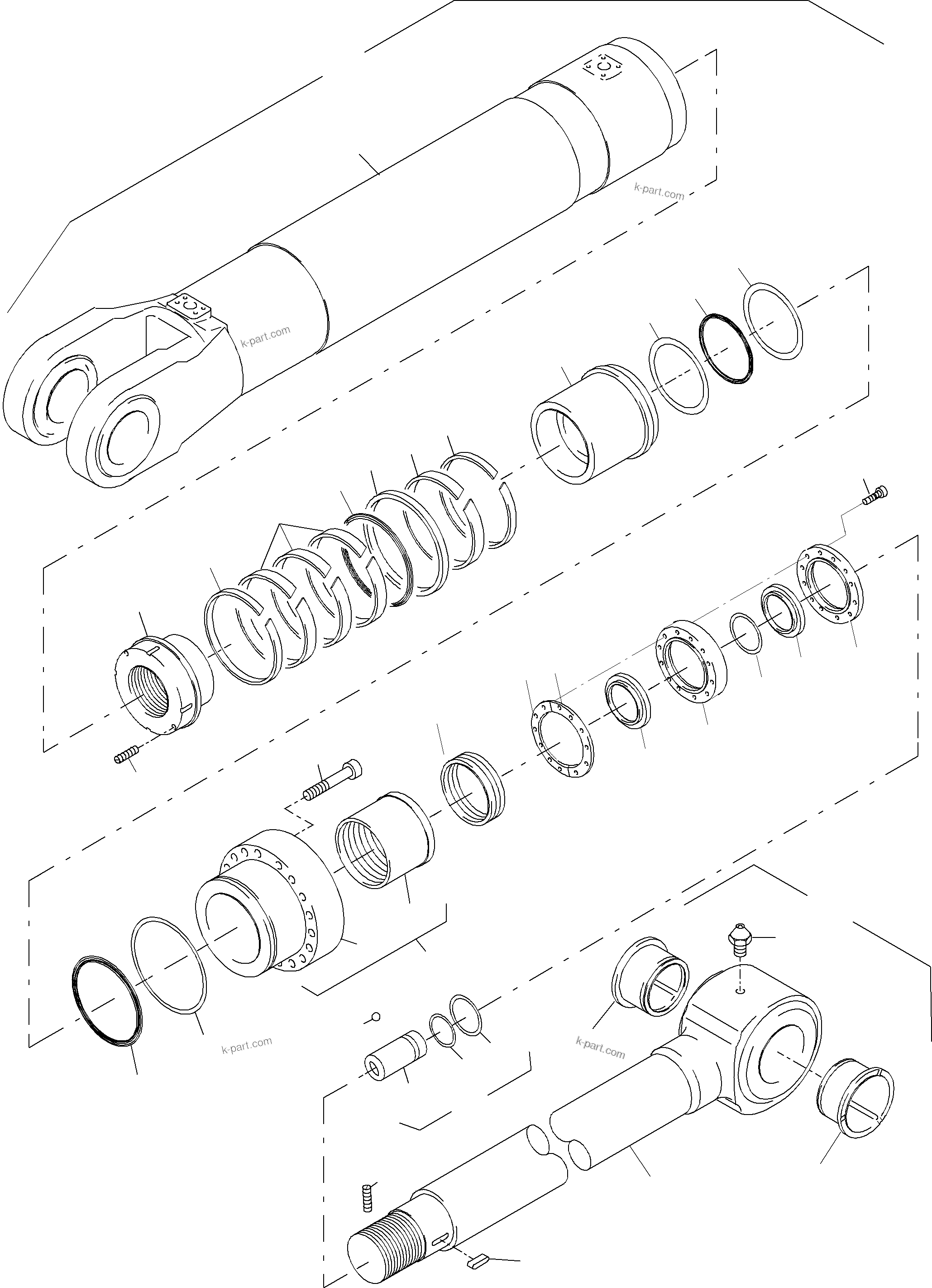 Komatsu parts book diagram for PC3000-1 S/N 06197: HYDRAULIC CYLINDER