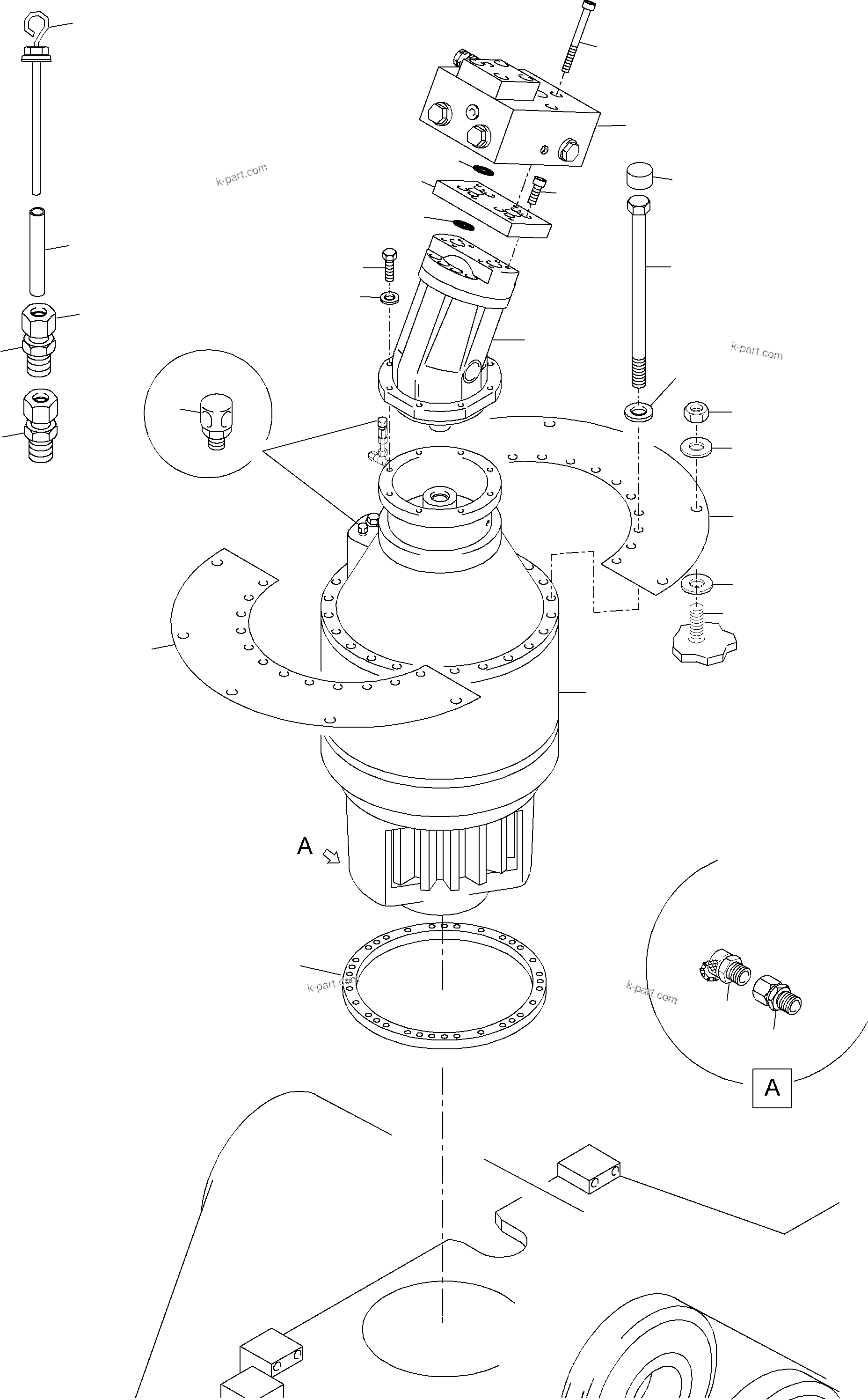Komatsu parts book diagram for PC3000-1 S/N 06197: SLEW GEAR ARR.