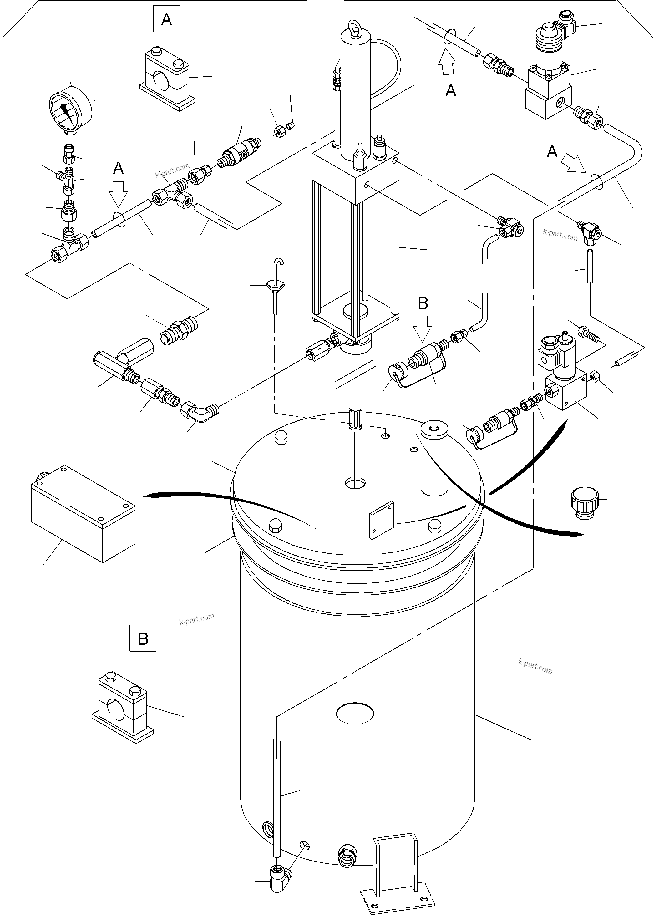 Komatsu parts book diagram for PC3000-1 S/N 06197: LUBE PUMP STATION, FILLING CONNECTION