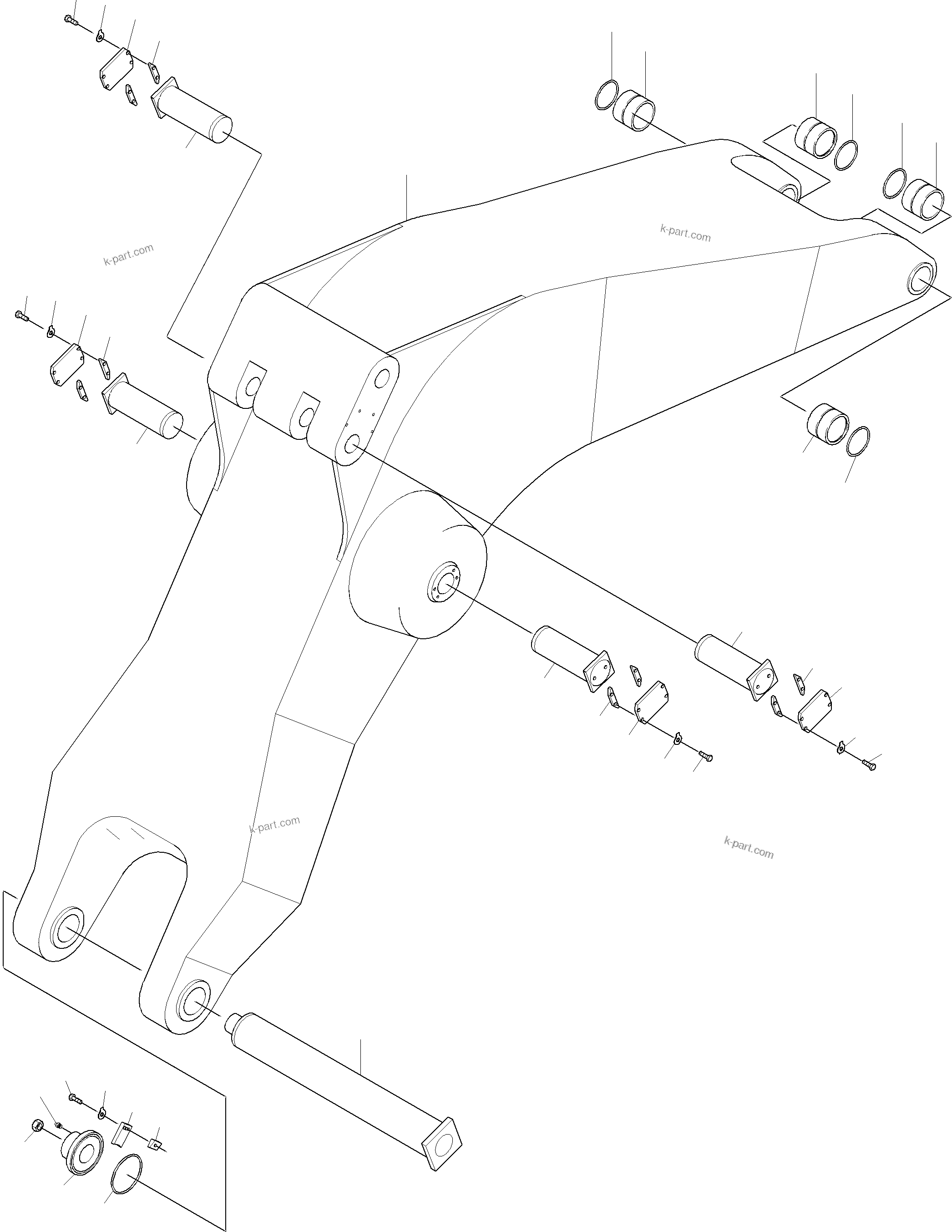 Komatsu parts book diagram for PC3000-1 S/N 06197: BACKHOE BOOM 8.6M