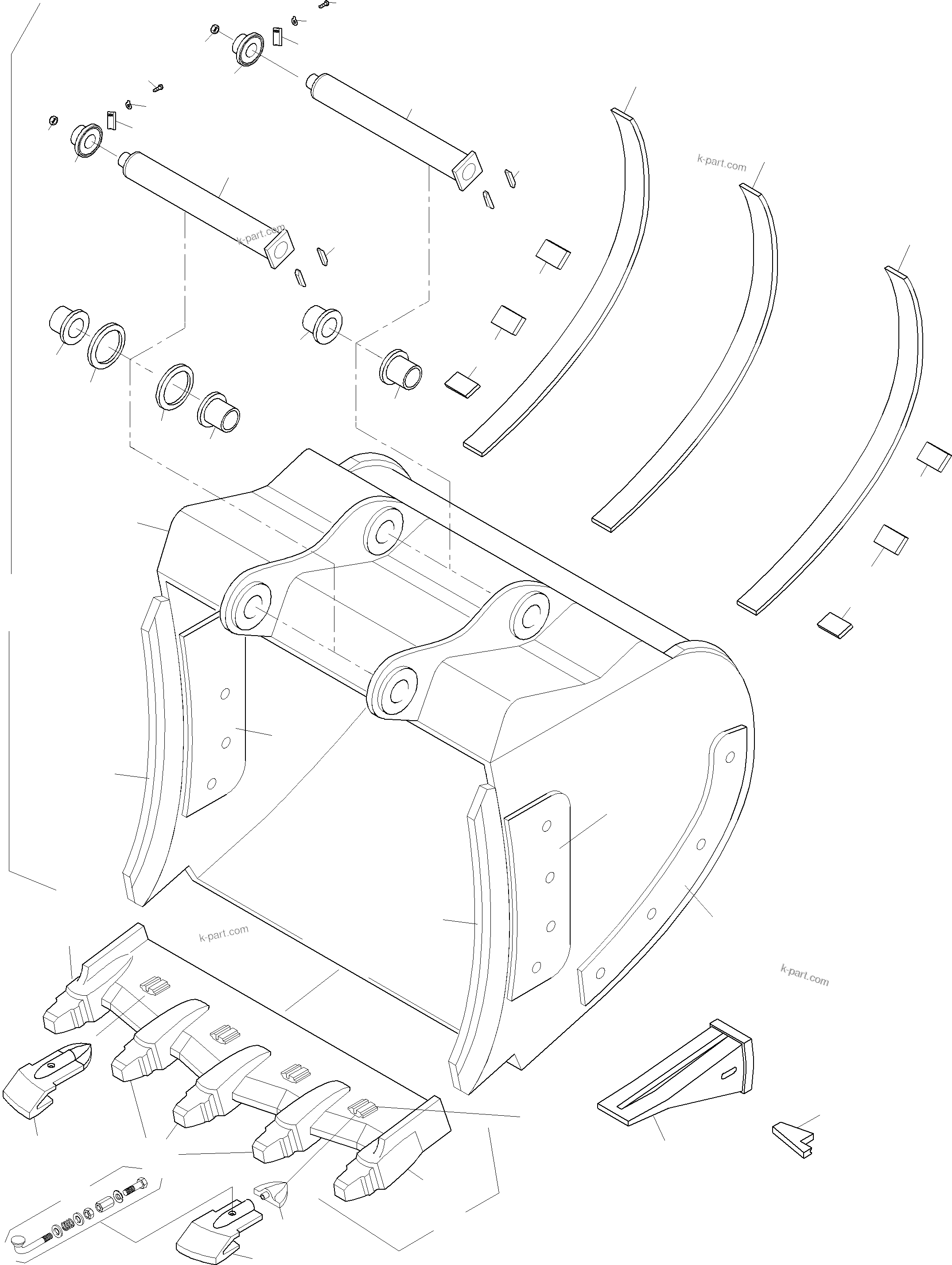 Komatsu parts book diagram for PC3000-1 S/N 06197: BACKHOE 15 CBM