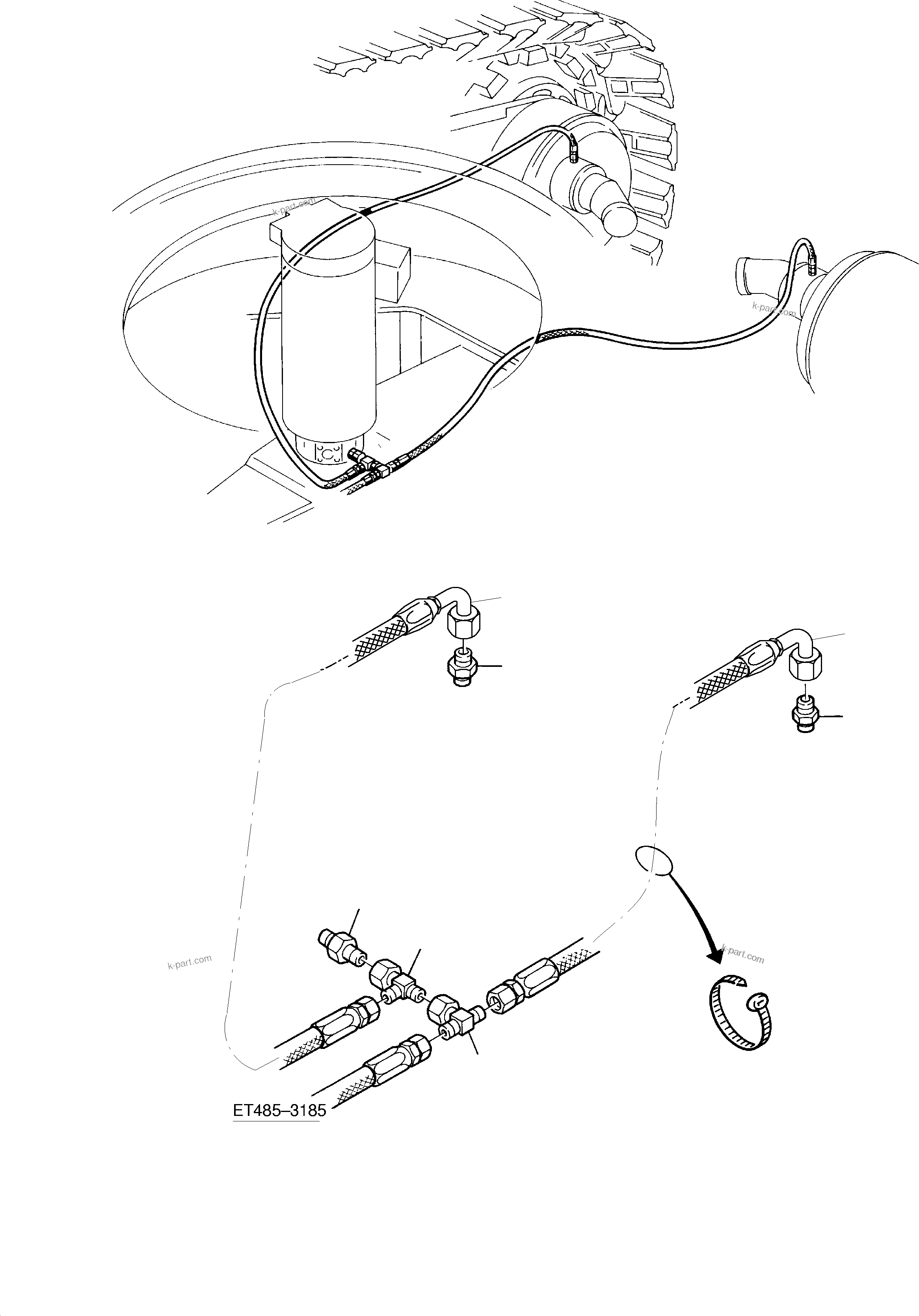 Komatsu parts book diagram for PC3000-1 S/N 06206: PIPING - BRAKE