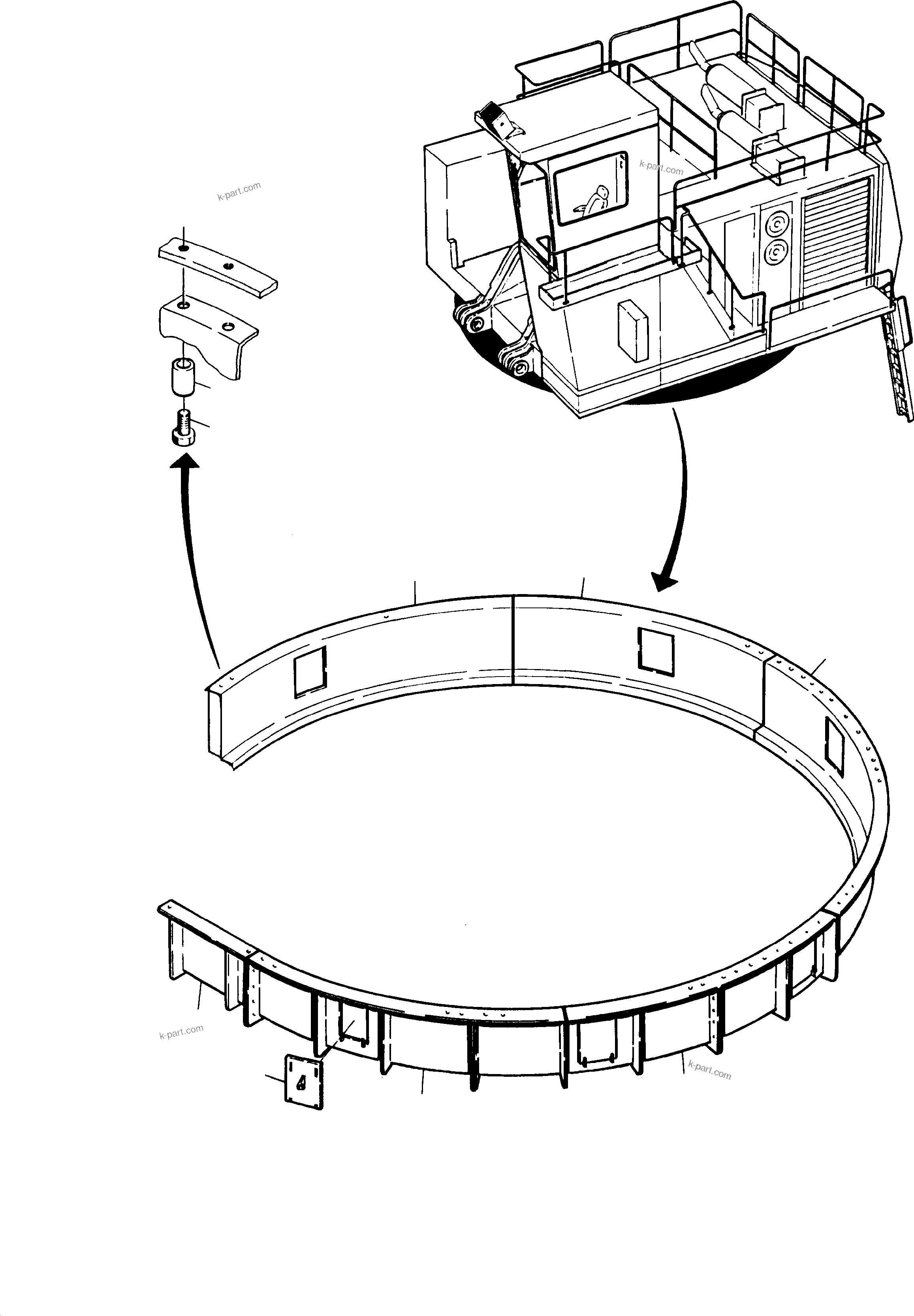 Komatsu parts book diagram for PC3000-1 S/N 06206: SLEW RING PROTECTION