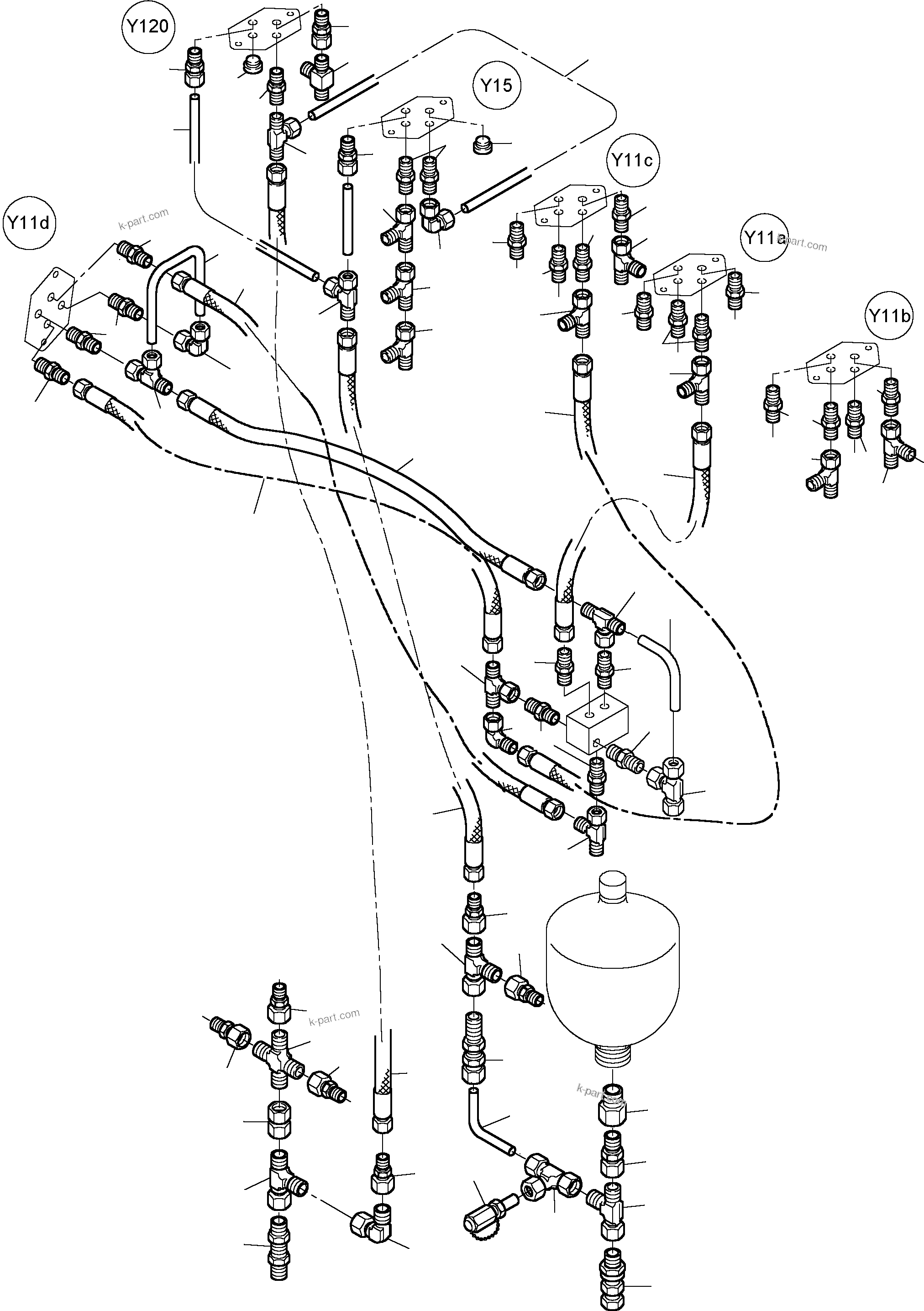 Komatsu parts book diagram for PC3000-1 S/N 06206: PIPES - PILOT CONTROLPLATE (BE)