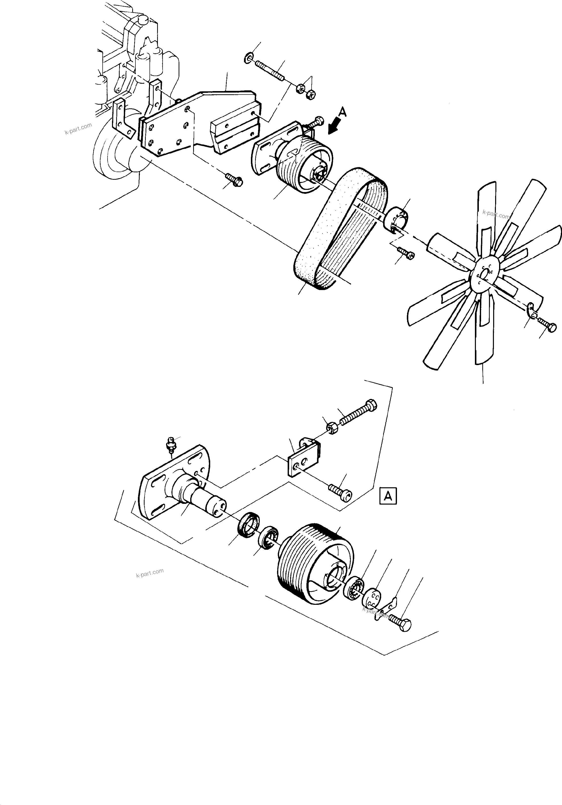 Komatsu parts book diagram for PC3000-1 S/N 06206: FAN DRIVE