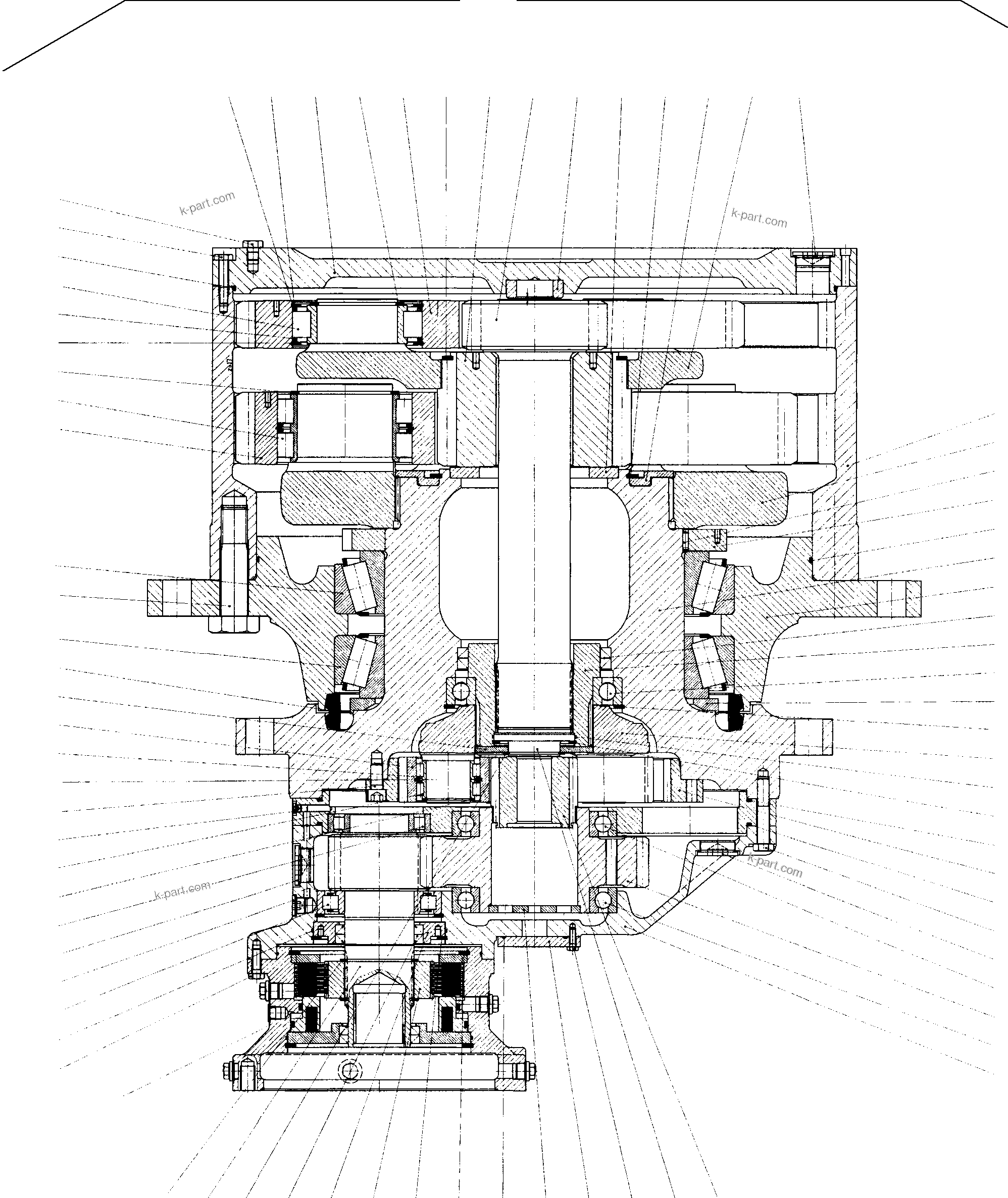 Komatsu parts book diagram for PC3000-1 S/N 06206: DRIVE GEAR BOX