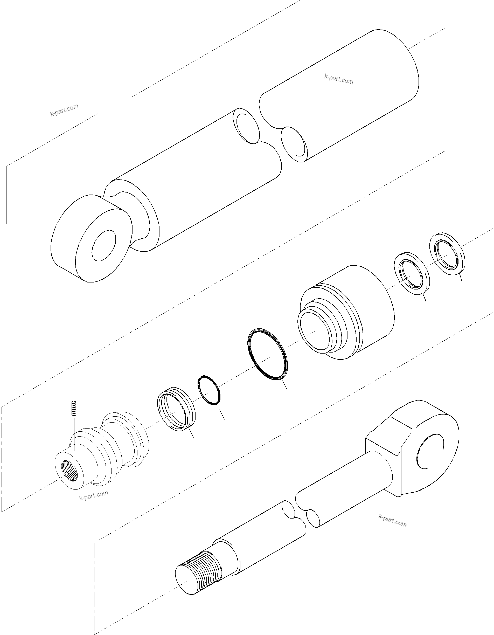 Komatsu parts book diagram for PC3000-1 S/N 06206: HYDRAULIC CYLINDER