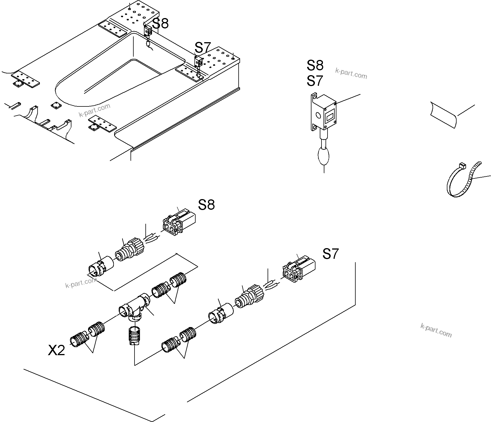 Komatsu parts book diagram for PC3000-1 S/N 06206: WARNING SYSTEM ASSY.