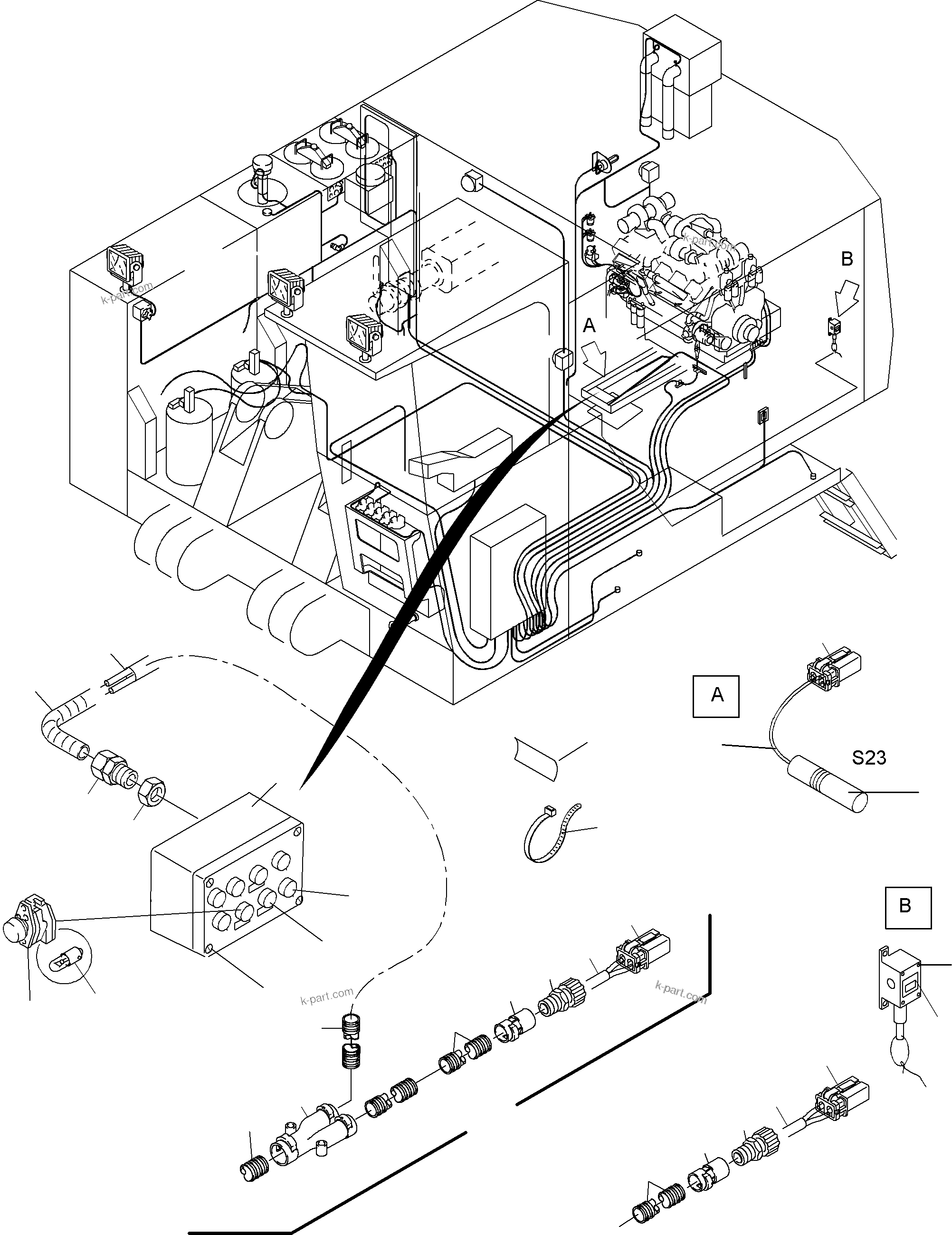 Komatsu parts book diagram for PC3000-1 S/N 06206: ELECTRIC PARTS - REFUELING