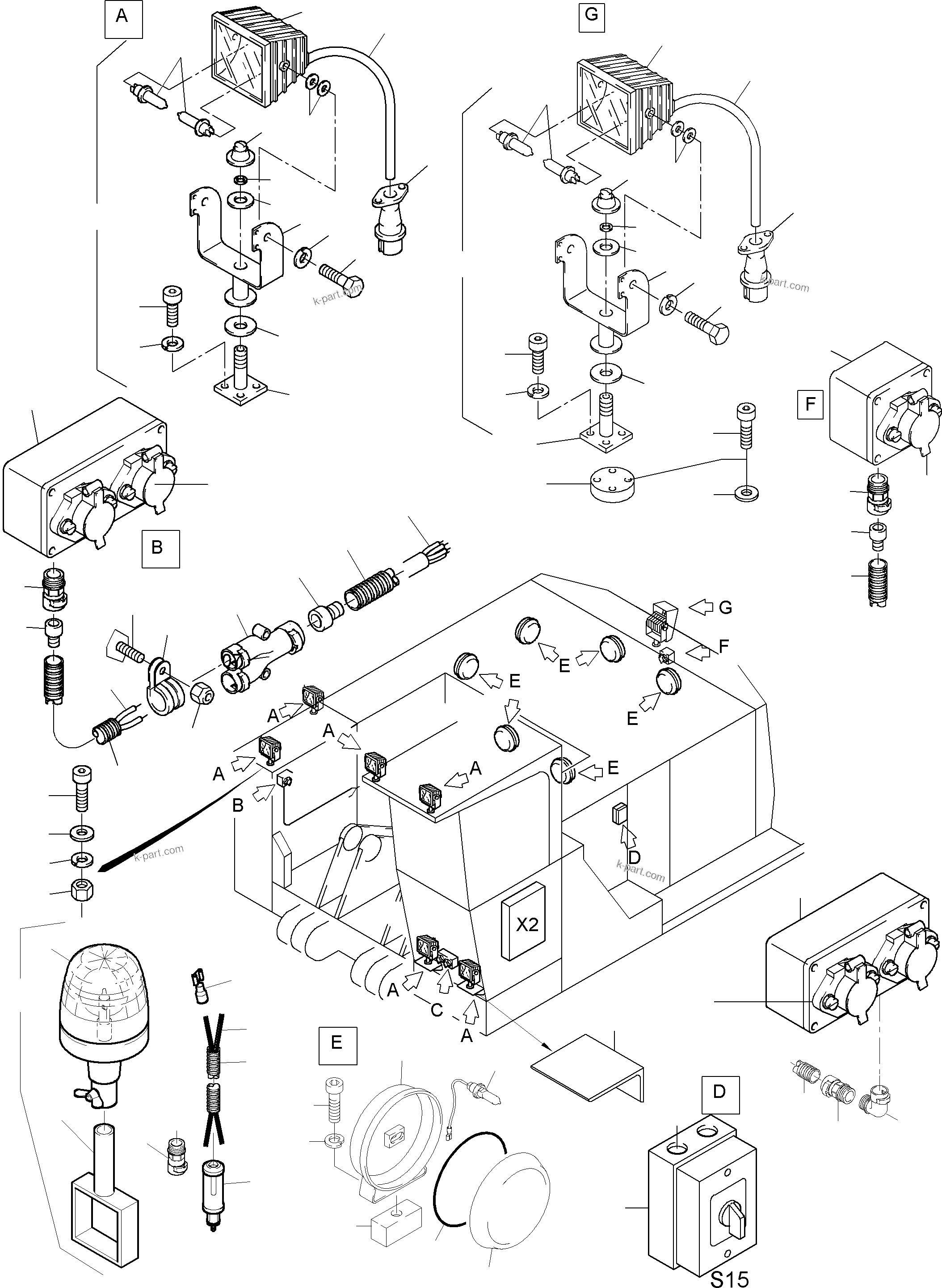 Komatsu parts book diagram for PC3000-1 S/N 06206: LIGHTING EQUIPMENT