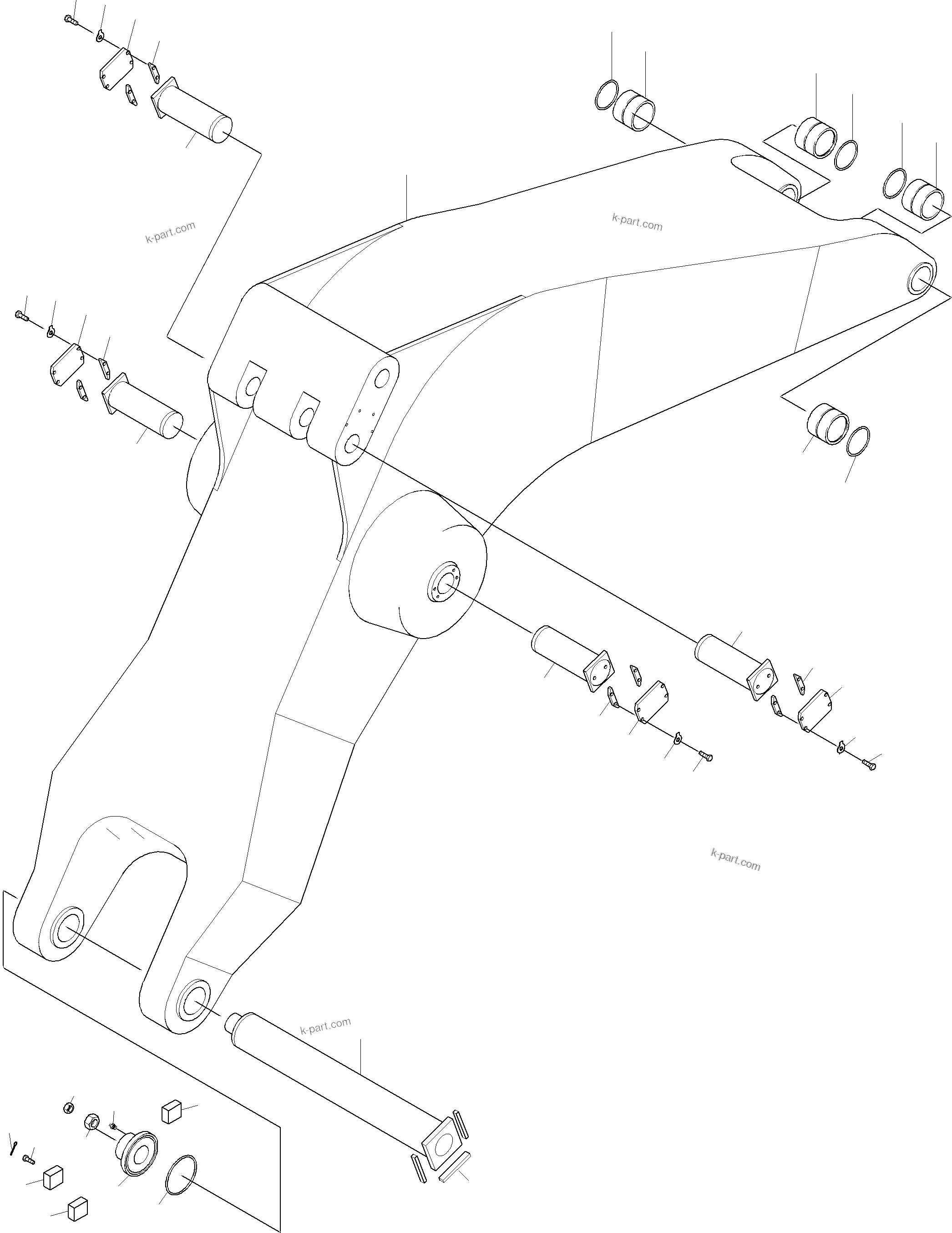 Komatsu parts book diagram for PC3000-1 S/N 06206: BACKHOE BOOM 8.6M