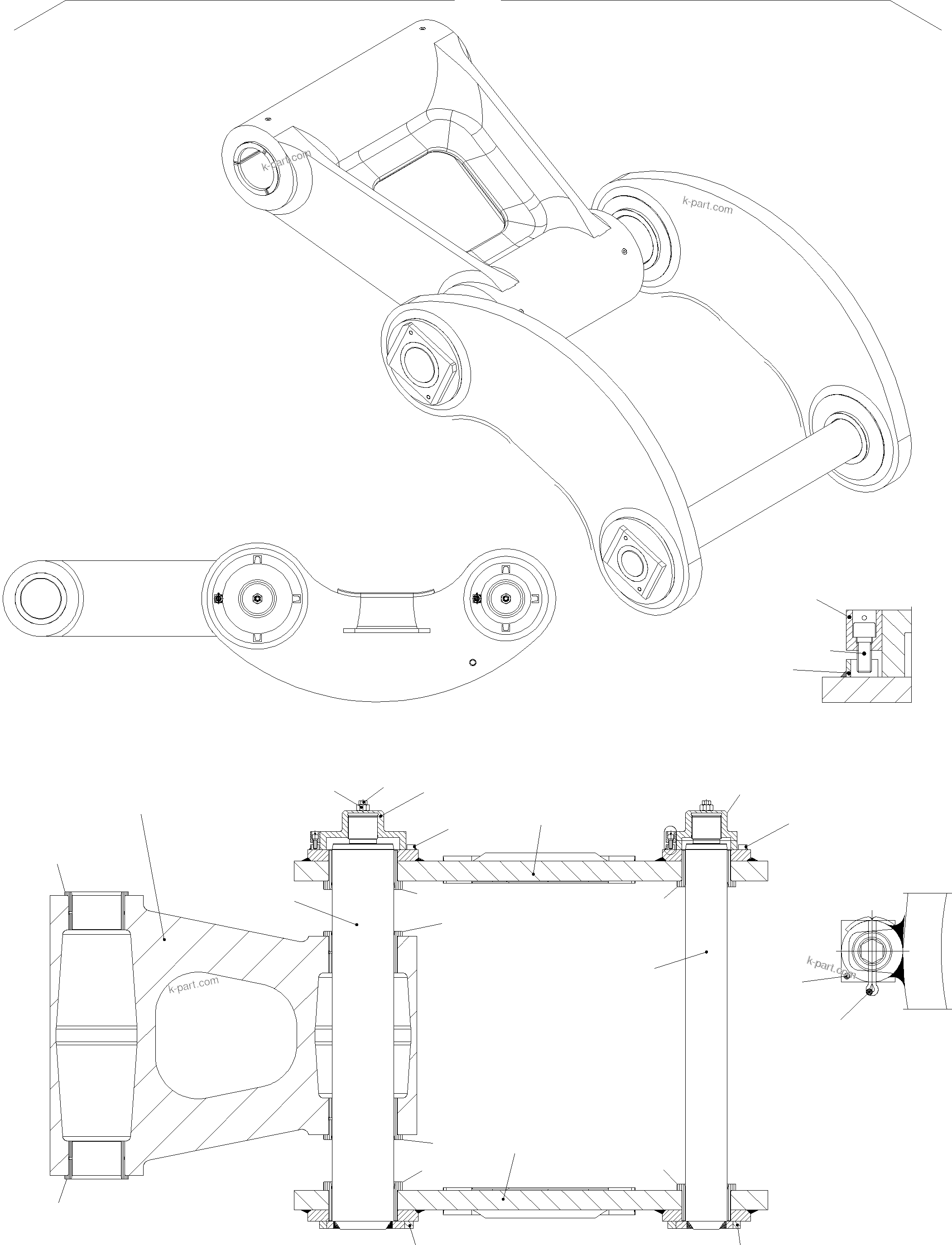 Komatsu parts book diagram for PC3000-1 S/N 06206: STEERING AND ROD