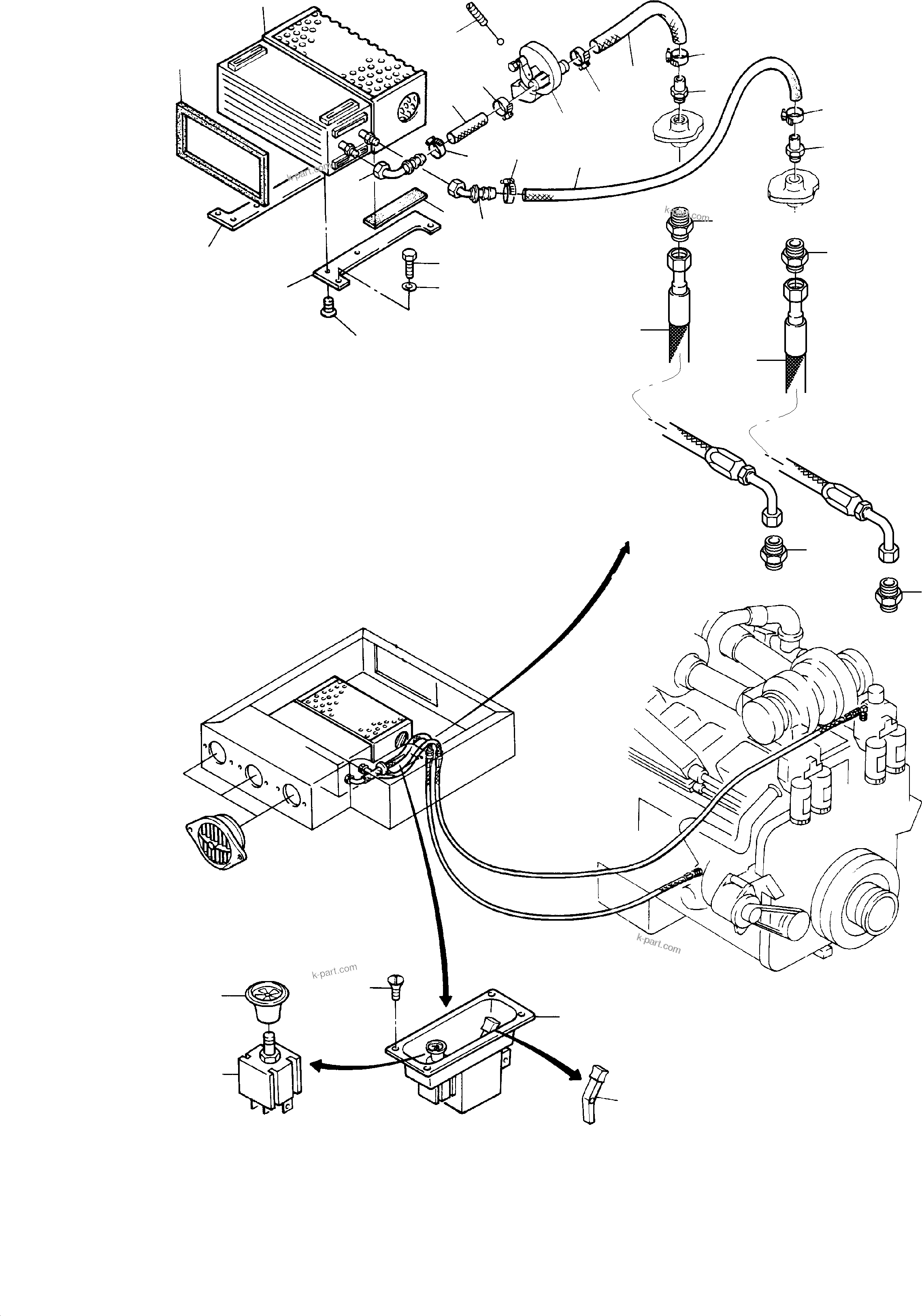 Komatsu parts book diagram for PC3000-1 S/N 06209: CAB HEATER ARR.