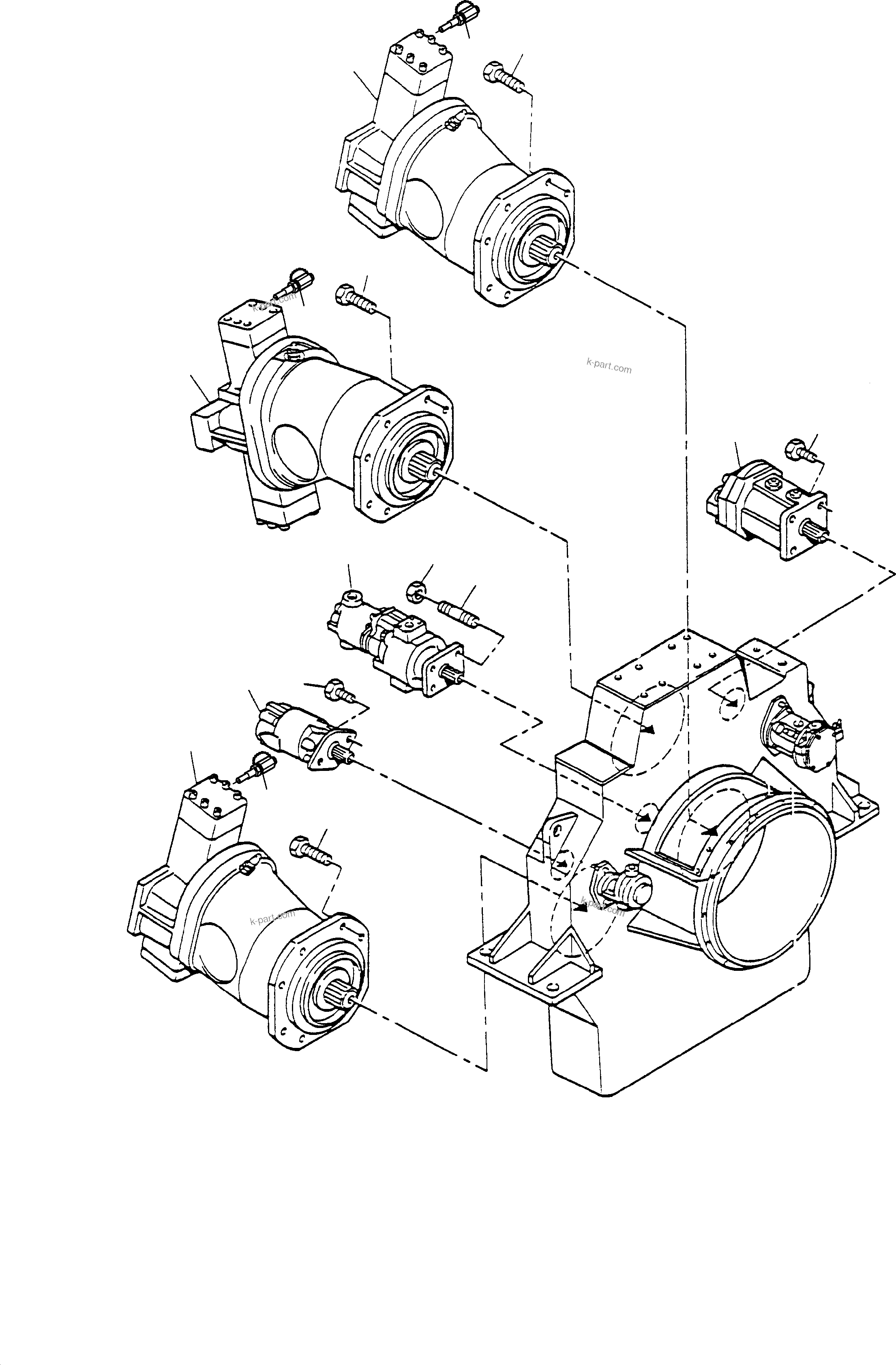 Komatsu parts book diagram for PC3000-1 S/N 06209: GREASE PUMP ARR. WITH PUMP DISTRIBUTOR GEAR