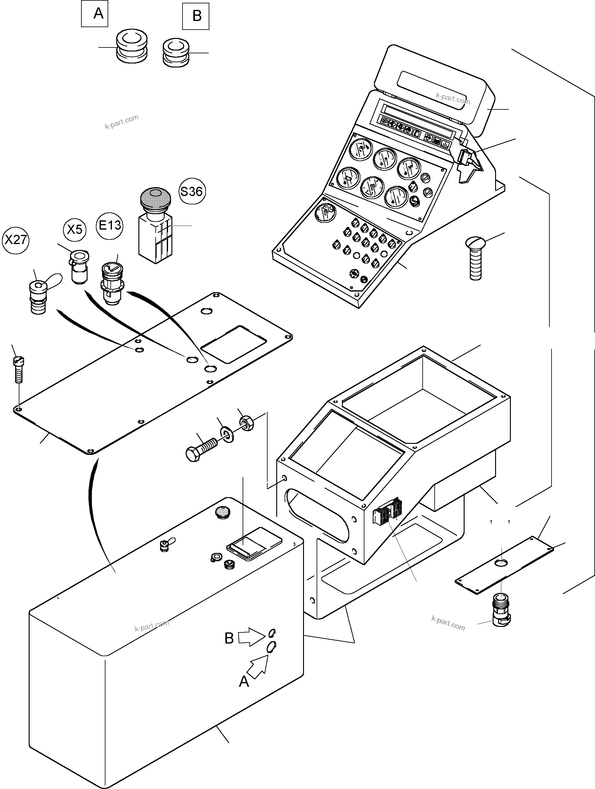 Komatsu parts book diagram for PC3000-1 S/N 06209: OPERATION PANEL - ETM