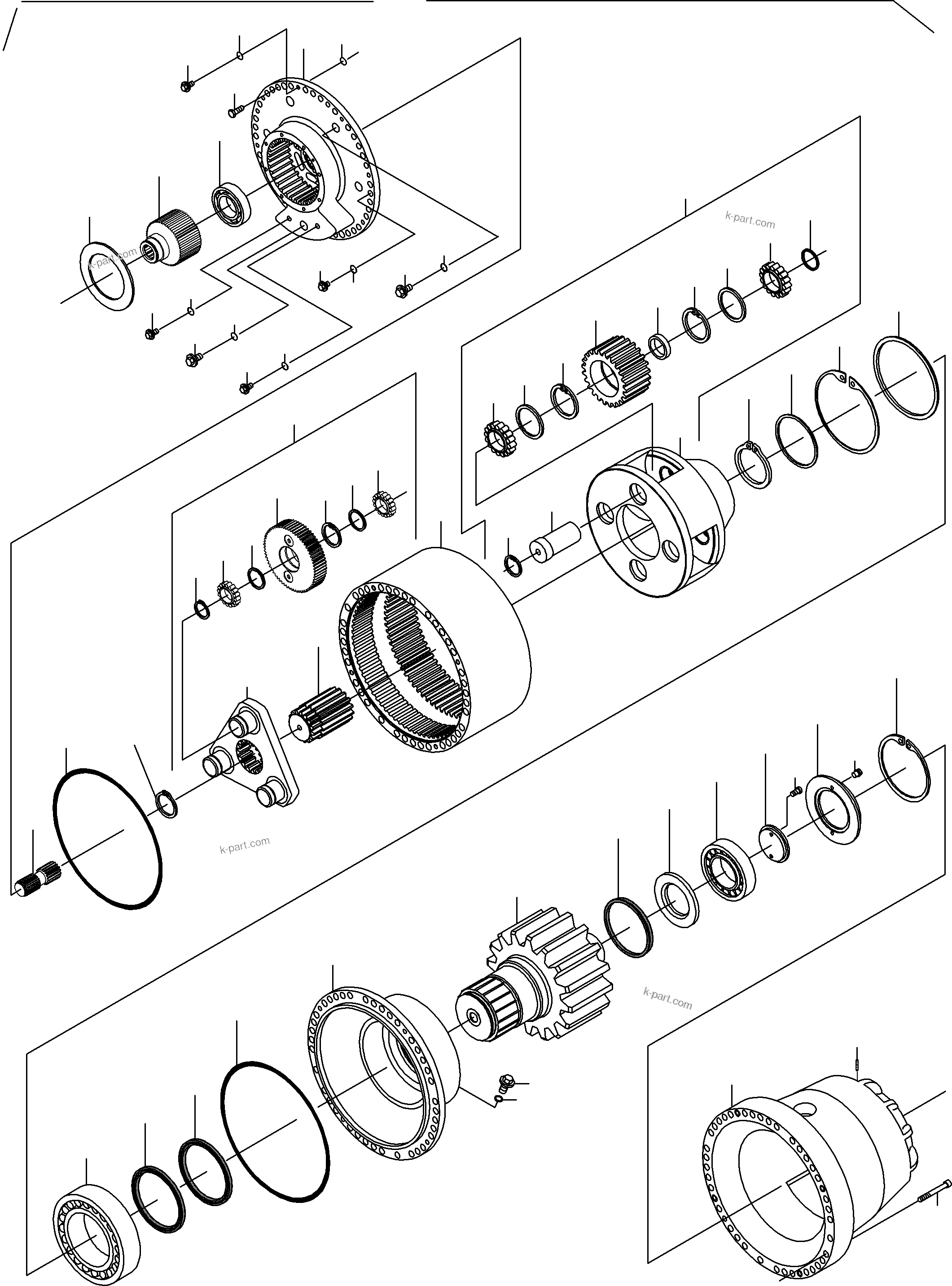 Komatsu parts book diagram for PC3000-1 S/N 06209: SLEW GEARBOX WITH BRAKE