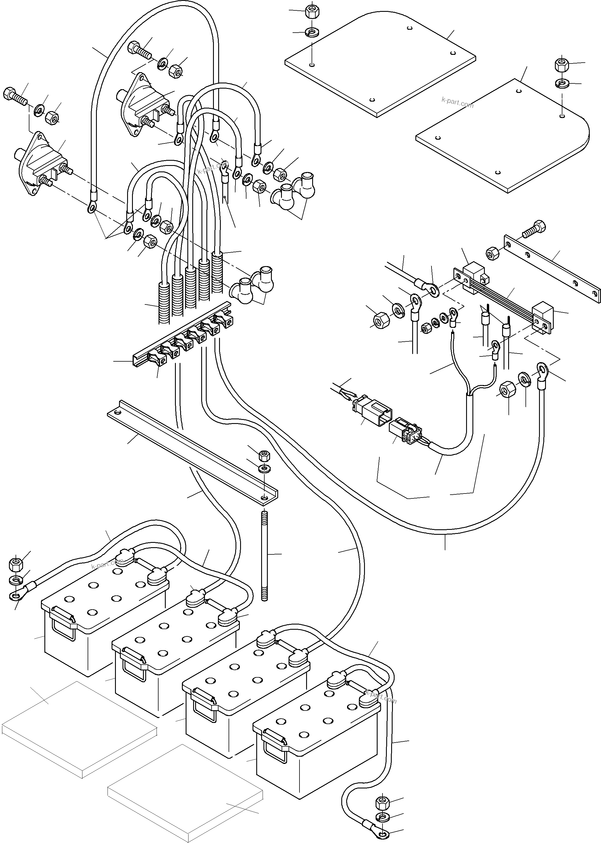 Komatsu parts book diagram for PC3000-1 S/N 06209: BATTERIES WITH CABLES