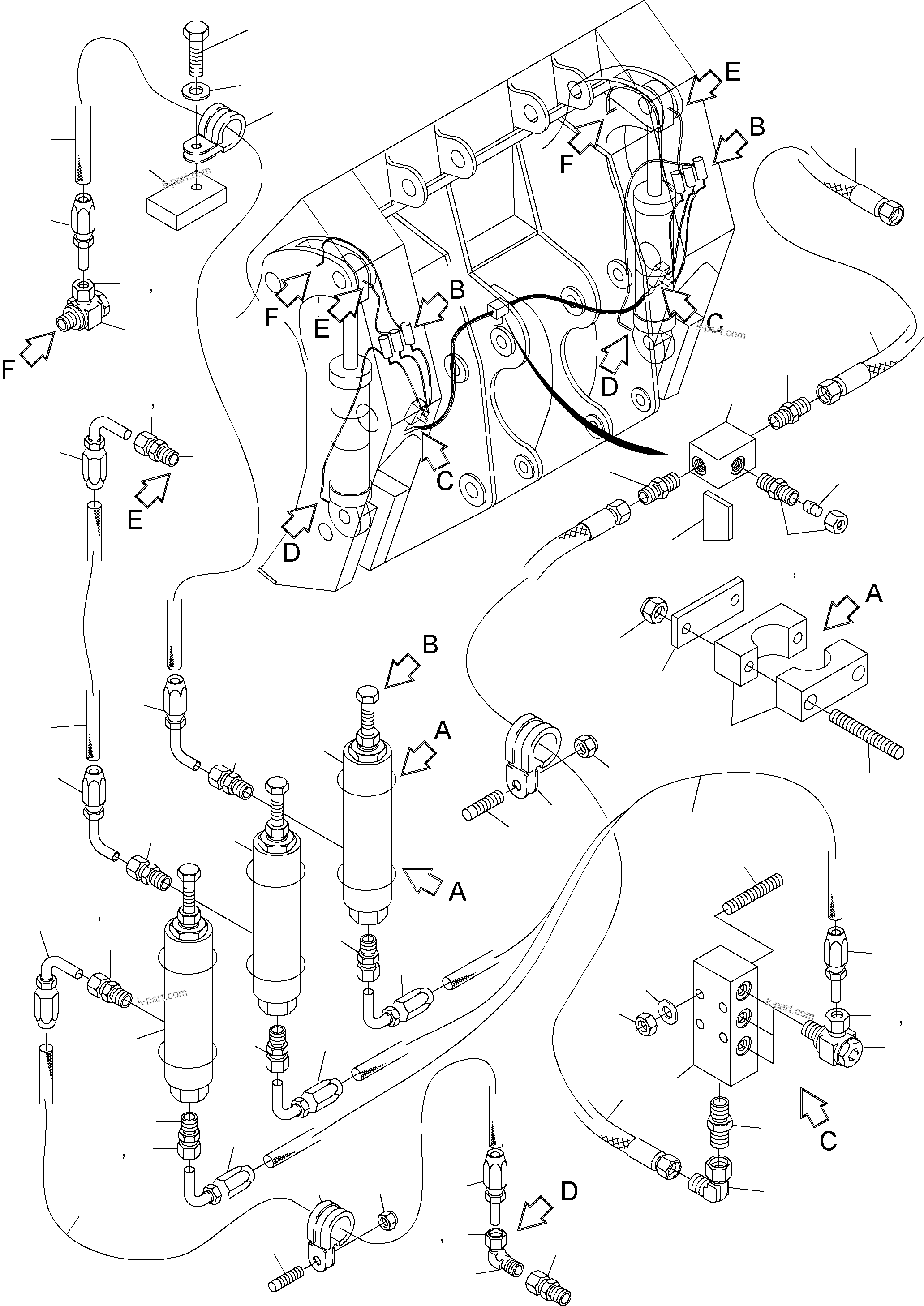 Komatsu parts book diagram for PC3000-1 S/N 06209: CENTRAL LUBRICATION - BULLCLAM, BR 3630