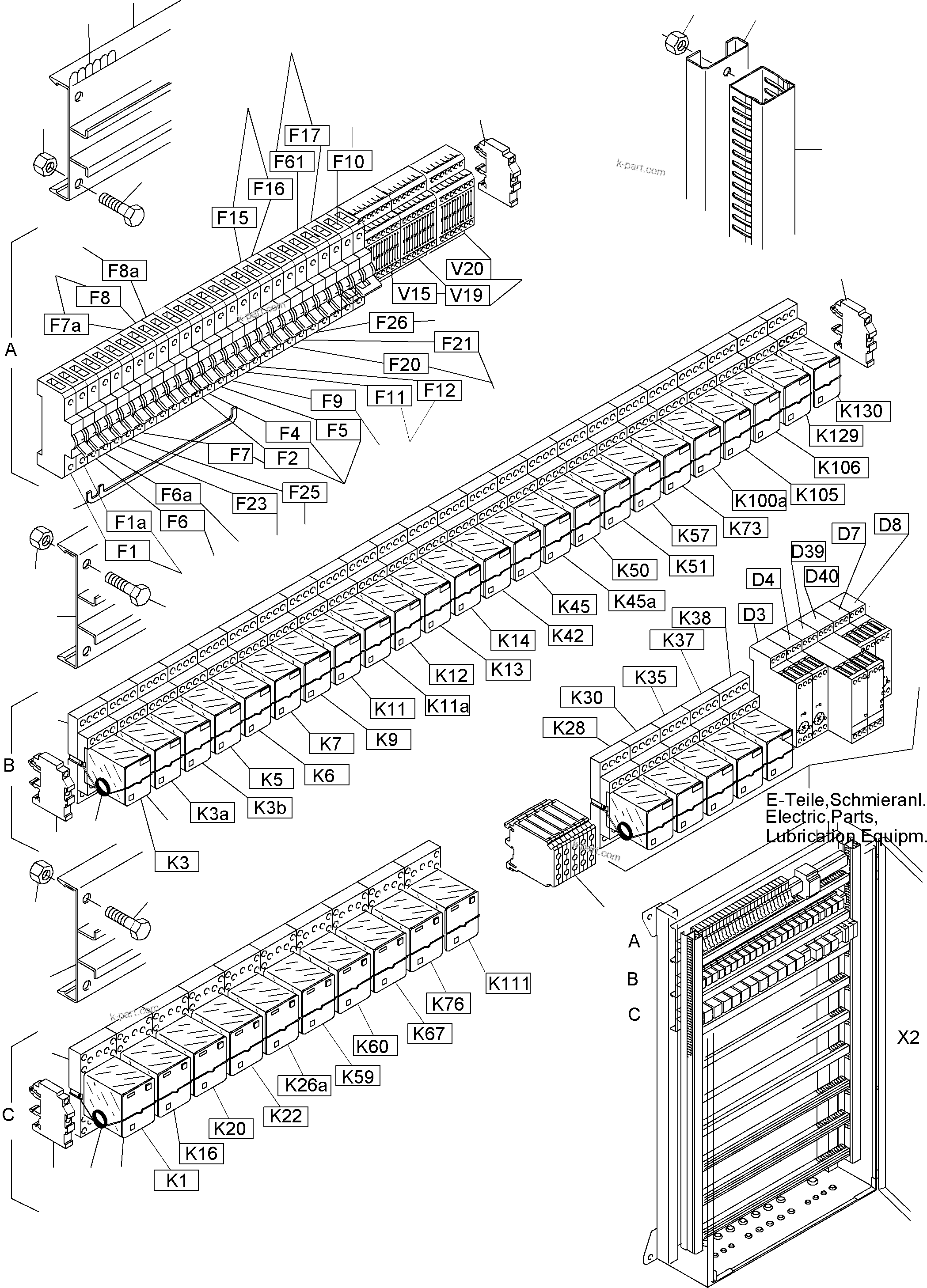 Komatsu parts book diagram for PC3000-1 S/N 06209: MAIN SWITCH BOX IN CAB SUPPORT